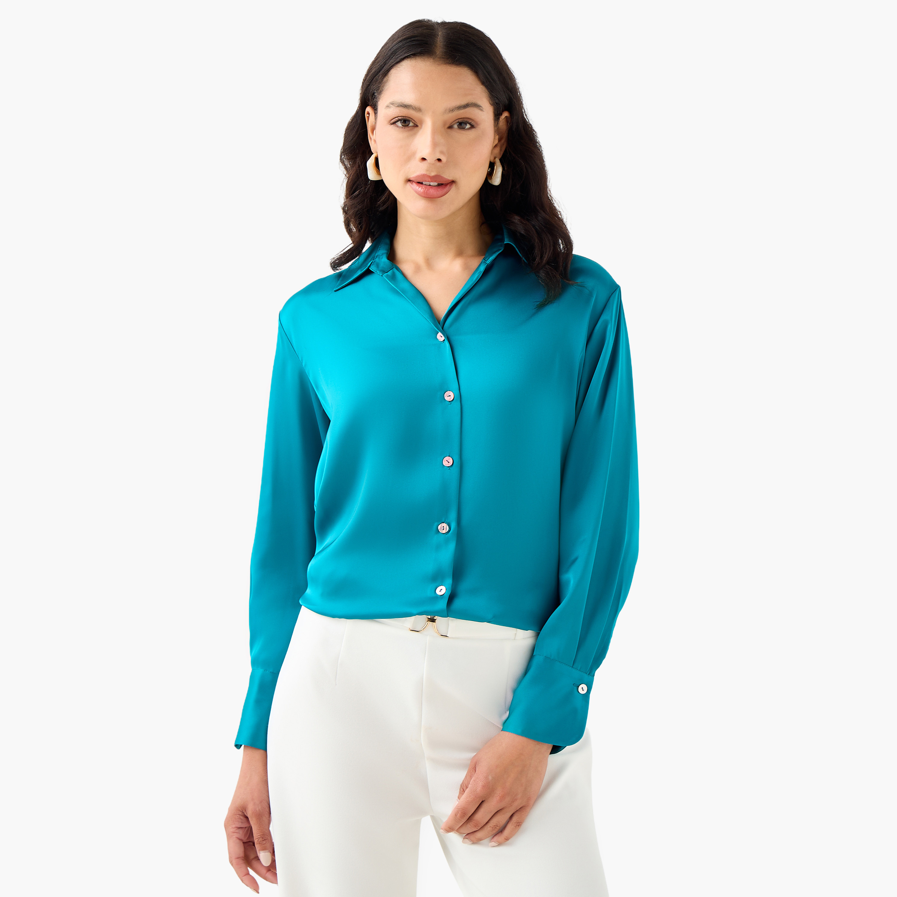 Regular Fit Polyester Shirt with Long Sleeves-women-clothing-shirtsandblouses-shirts-image-4