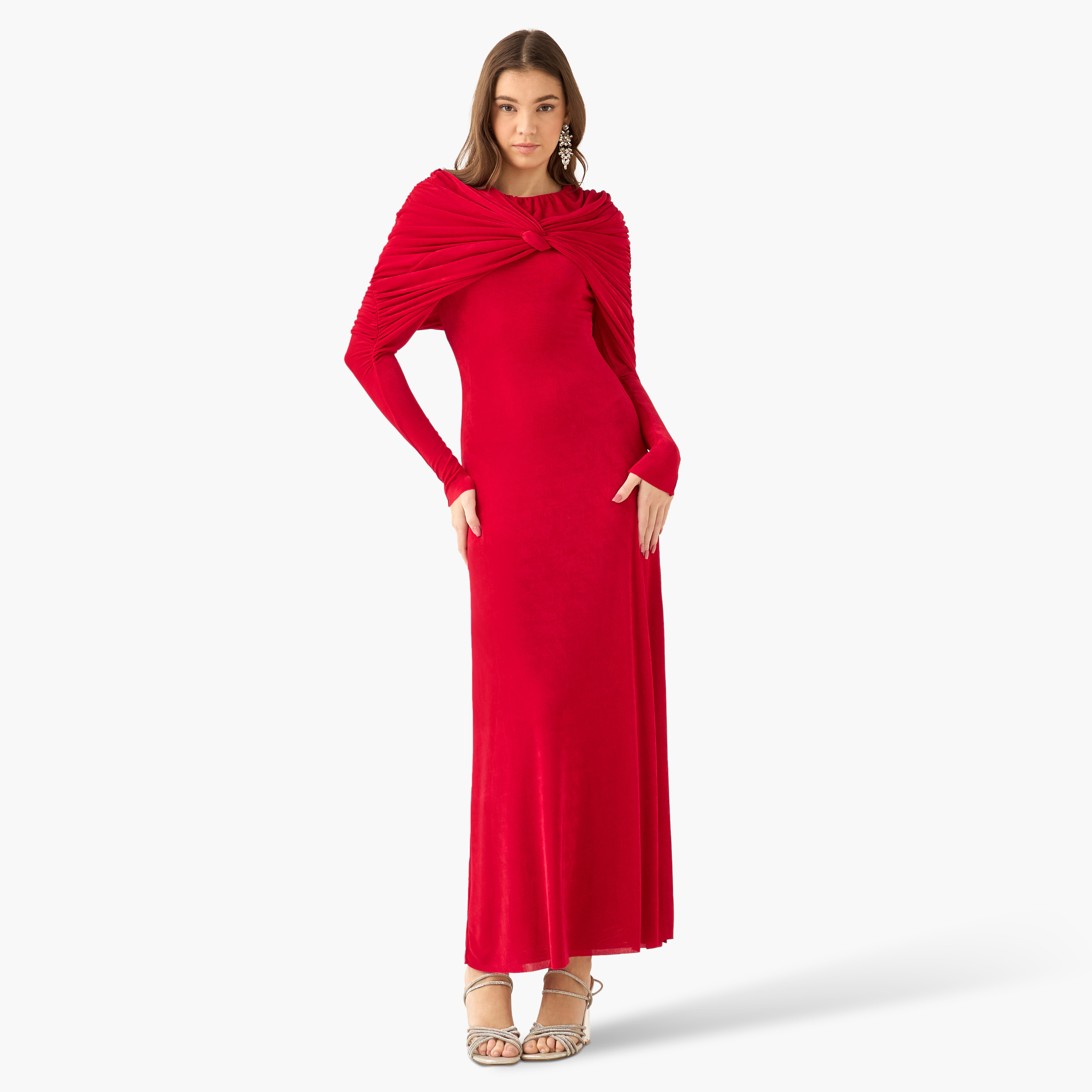 A-Line Maxi Dress with Knot Accent-women-clothing-dresses-image-3