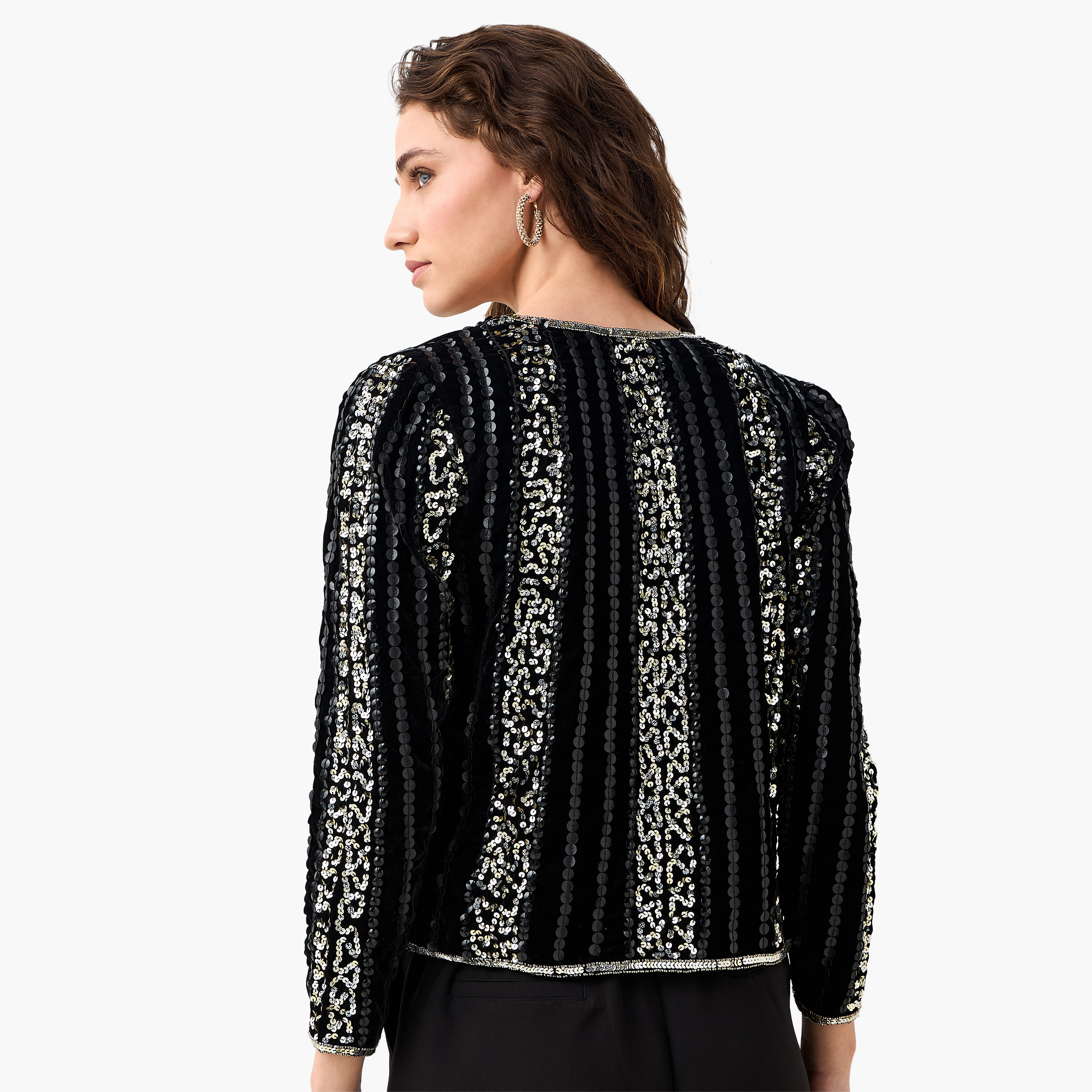 Open Front Jacket with Sequin Embellishments-women-winterwear-coatsandjackets-jackets-image-6