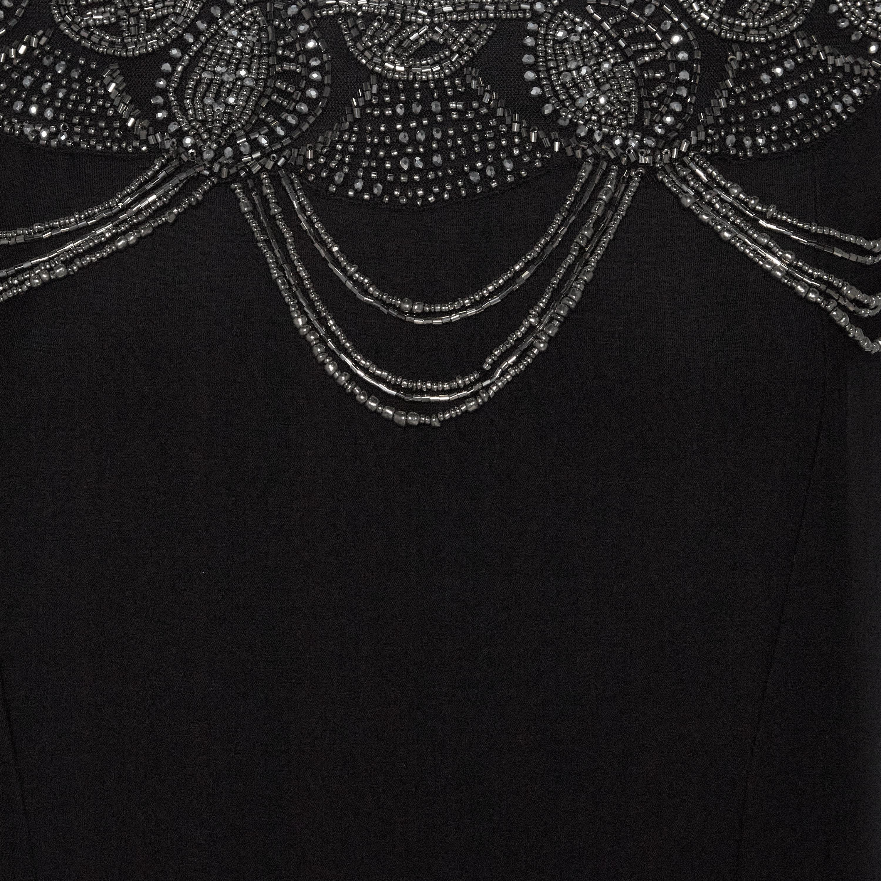 Bead Embellished Party Maxi Dress with Necklace Drape Design-women-clothing-dresses-image-2