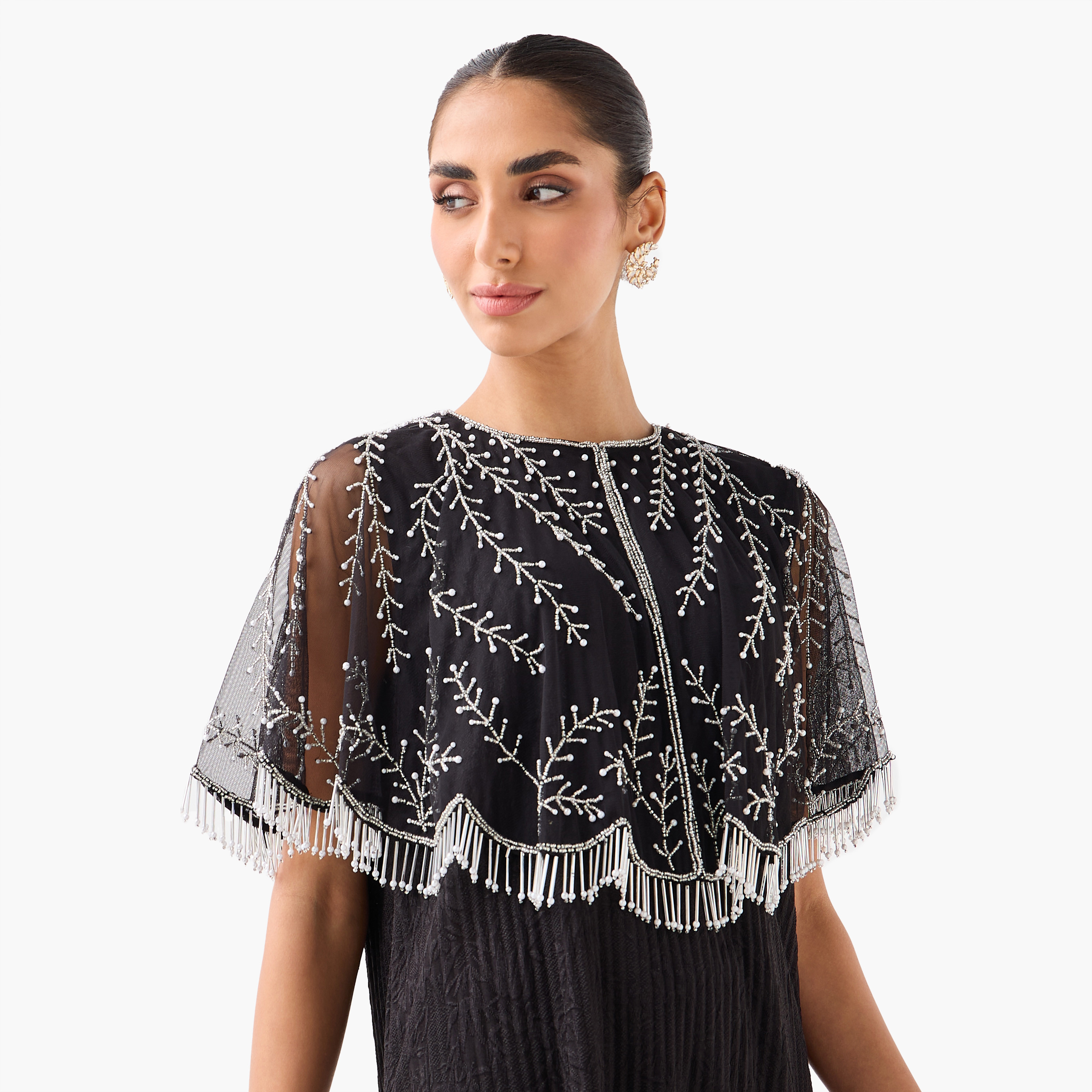 Cropped Vine Embroidered Fringe Cape-women-clothing-shirtsandblouses-blouses-image-2