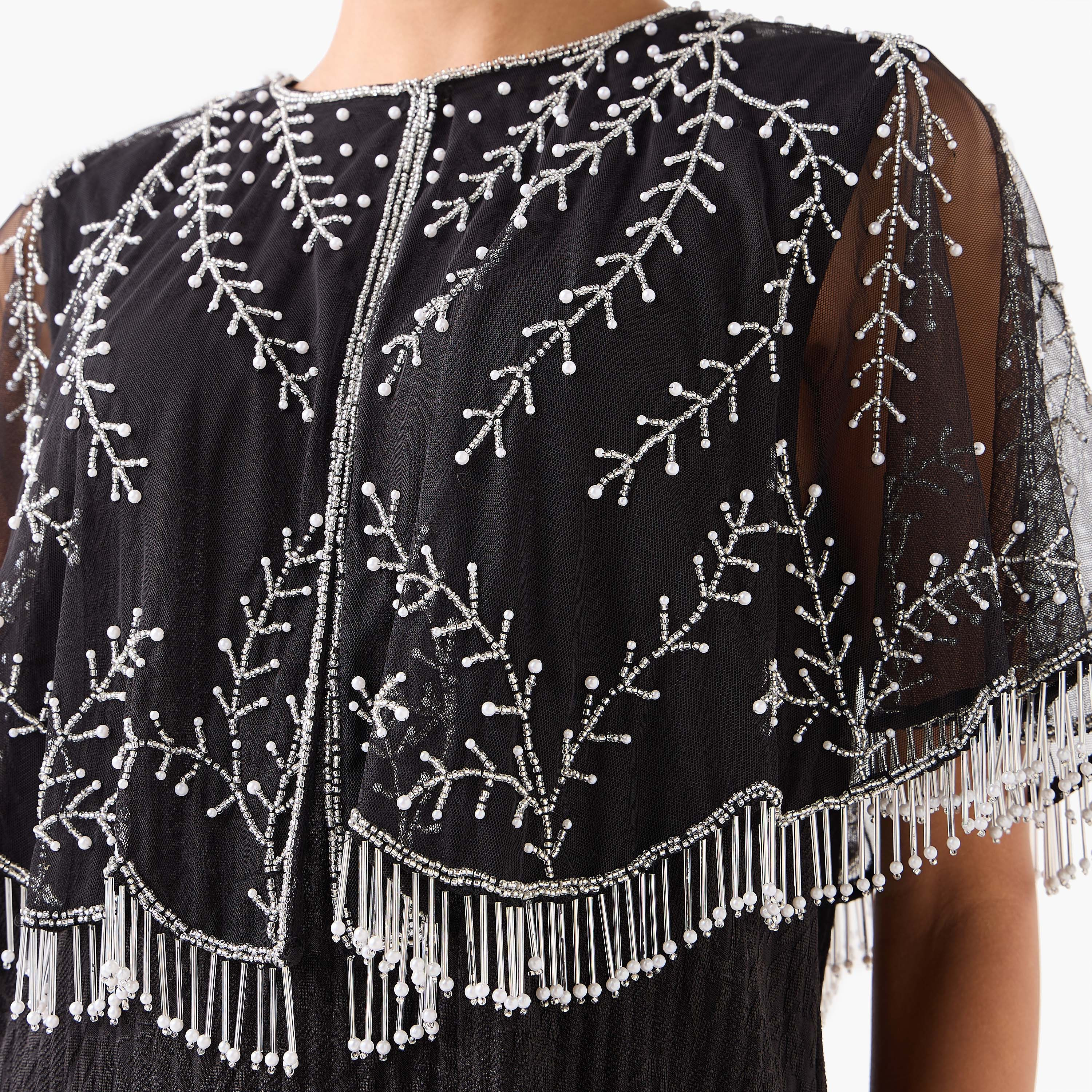 Cropped Vine Embroidered Fringe Cape-women-clothing-shirtsandblouses-blouses-image-3