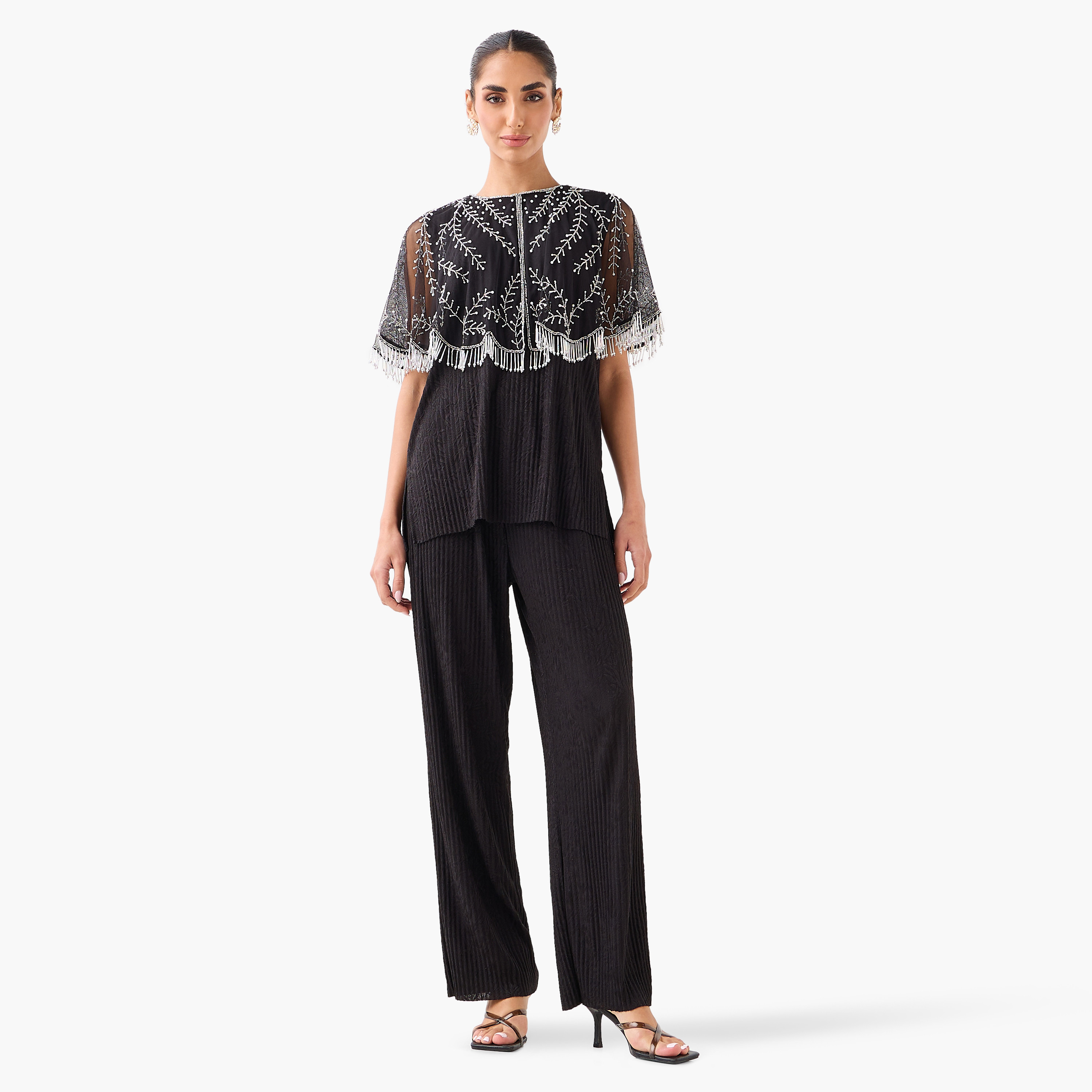 Cropped Vine Embroidered Fringe Cape-women-clothing-shirtsandblouses-blouses-image-4