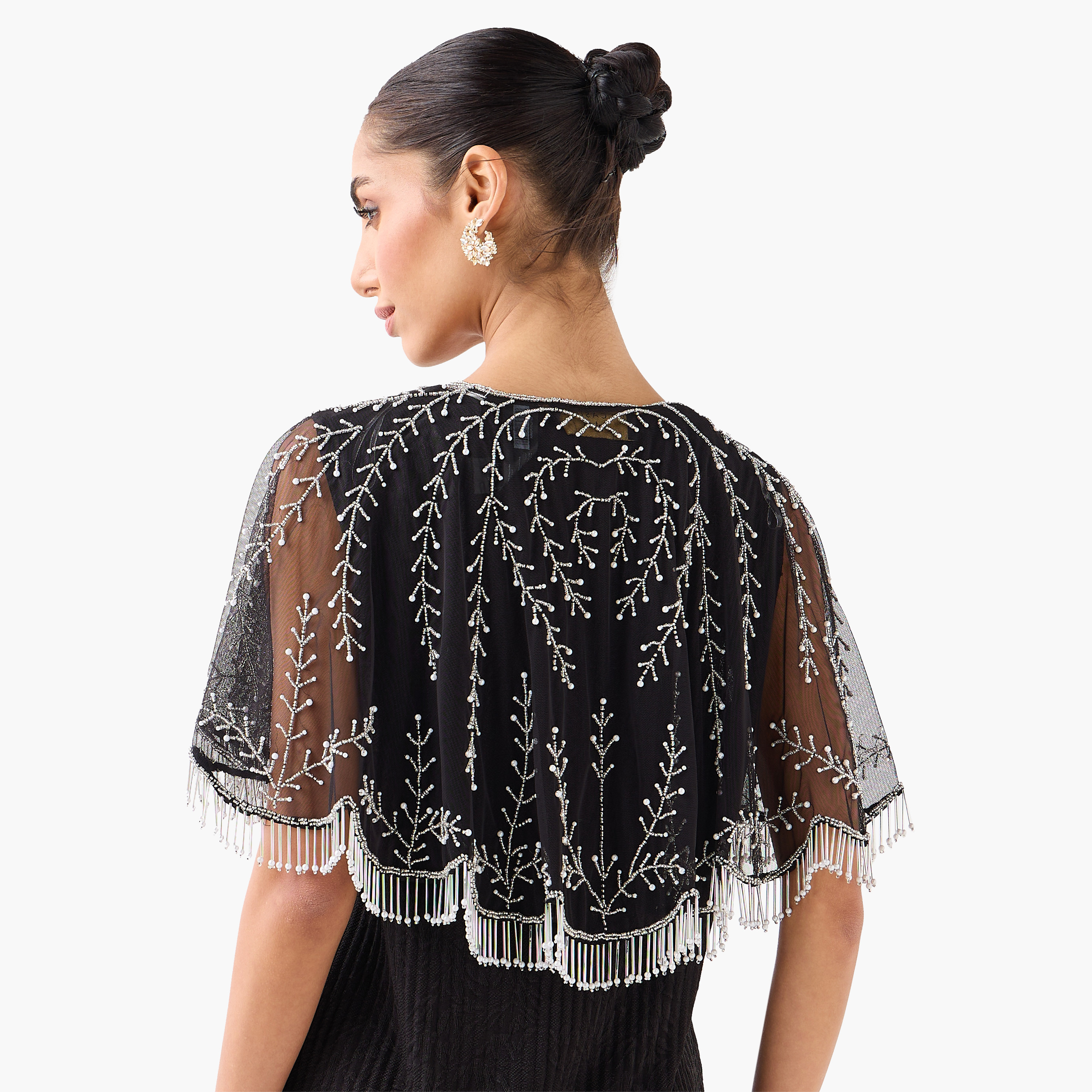 Cropped Vine Embroidered Fringe Cape-women-clothing-shirtsandblouses-blouses-image-5