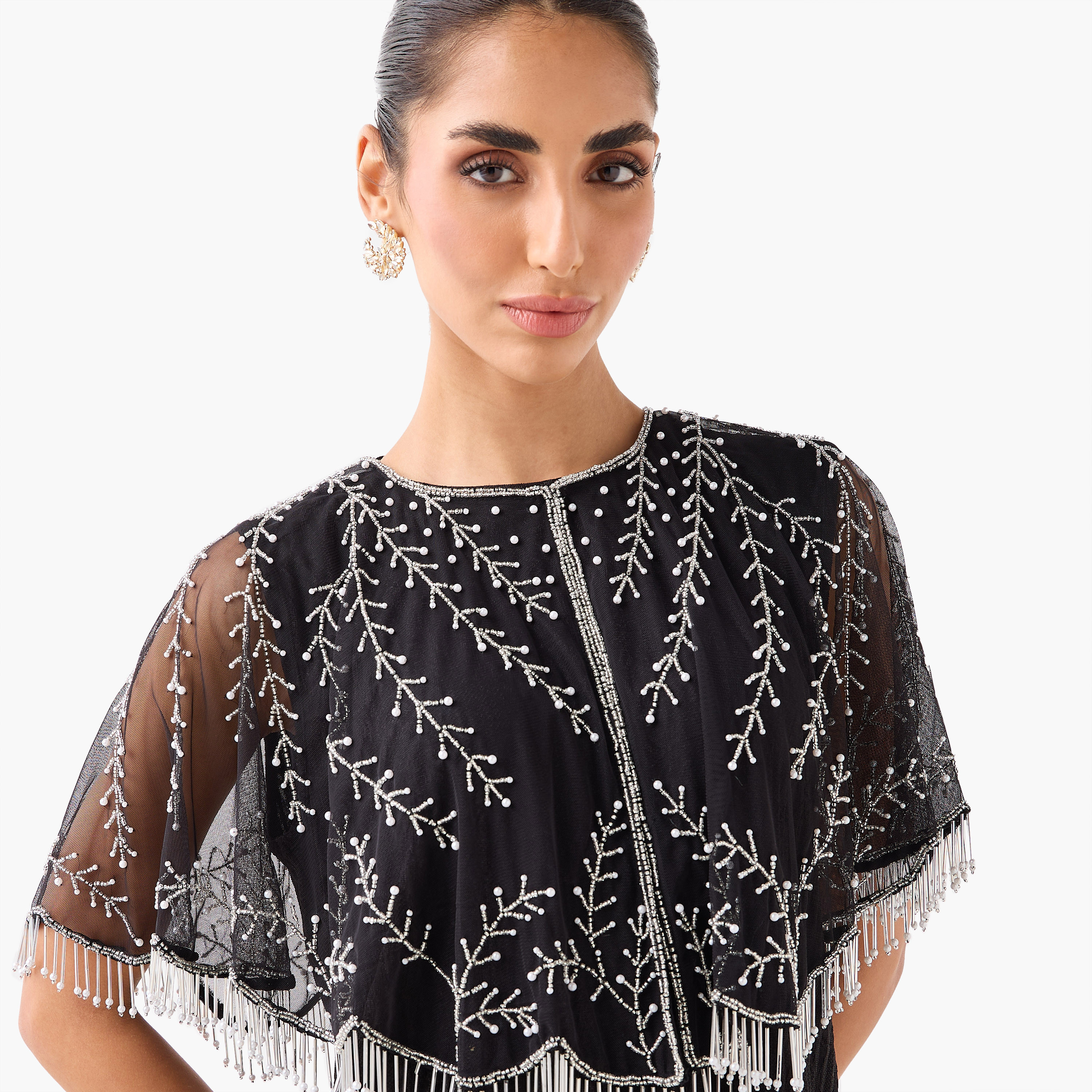 Cropped Vine Embroidered Fringe Cape-women-clothing-shirtsandblouses-blouses-image-6