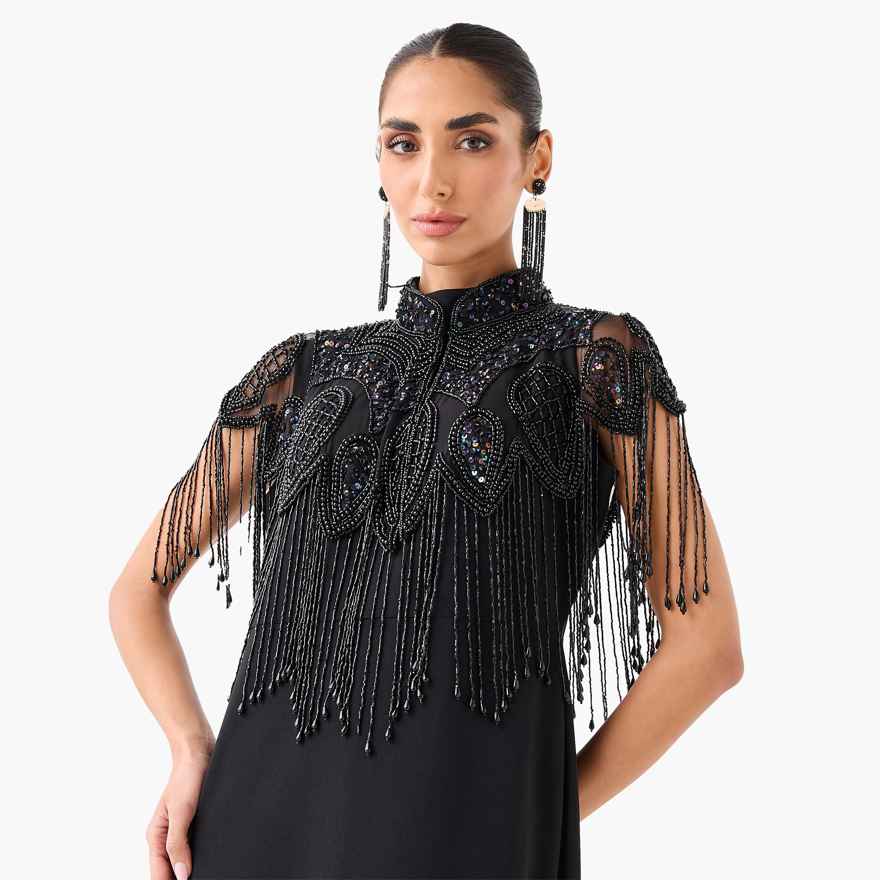 رداء كاب بقصة عادية وزينة خرز وشراشيب-women-clothing-shirtsandblouses-blouses-image-2