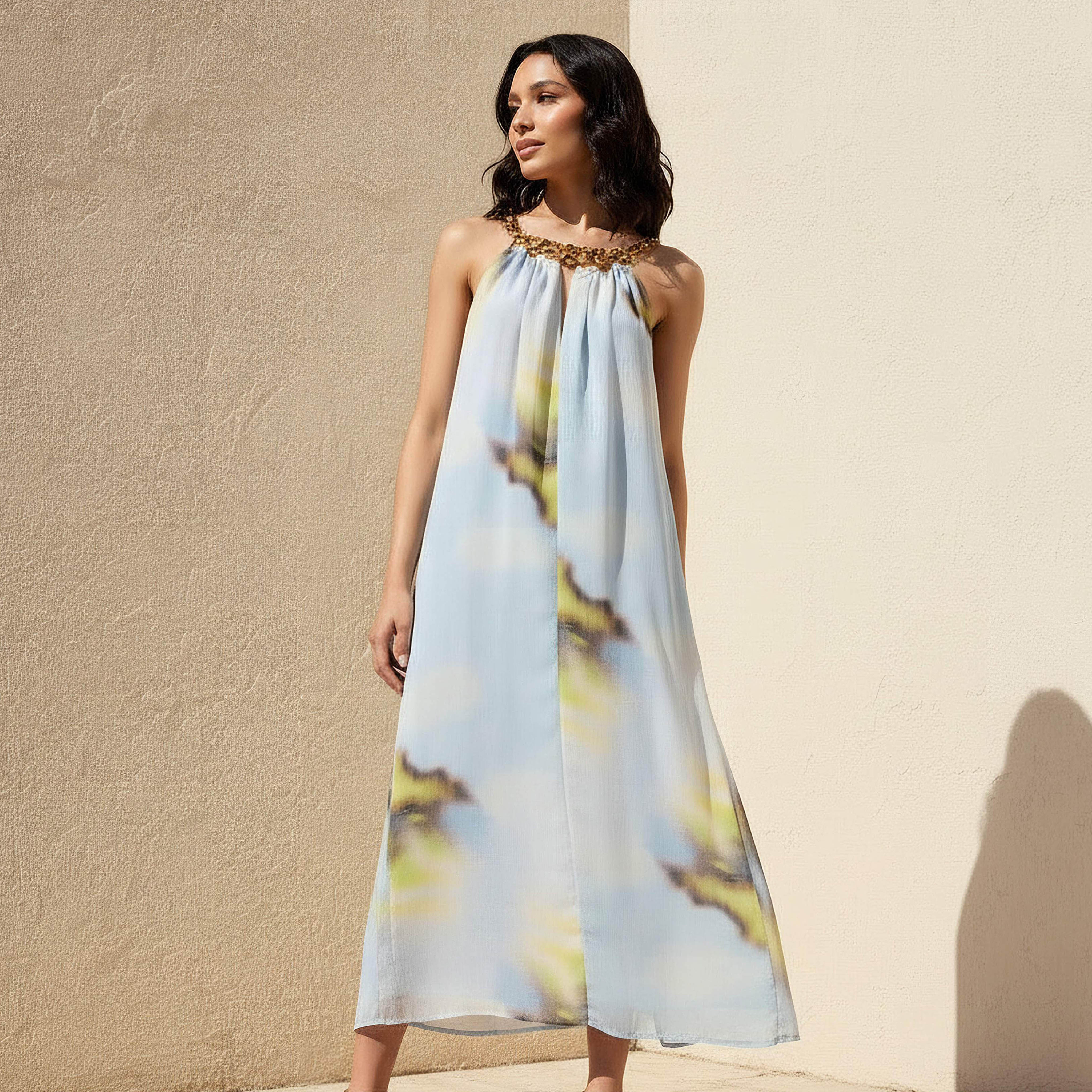 Midi Trapeze Dress with Print-women-clothing-dresses-image-1