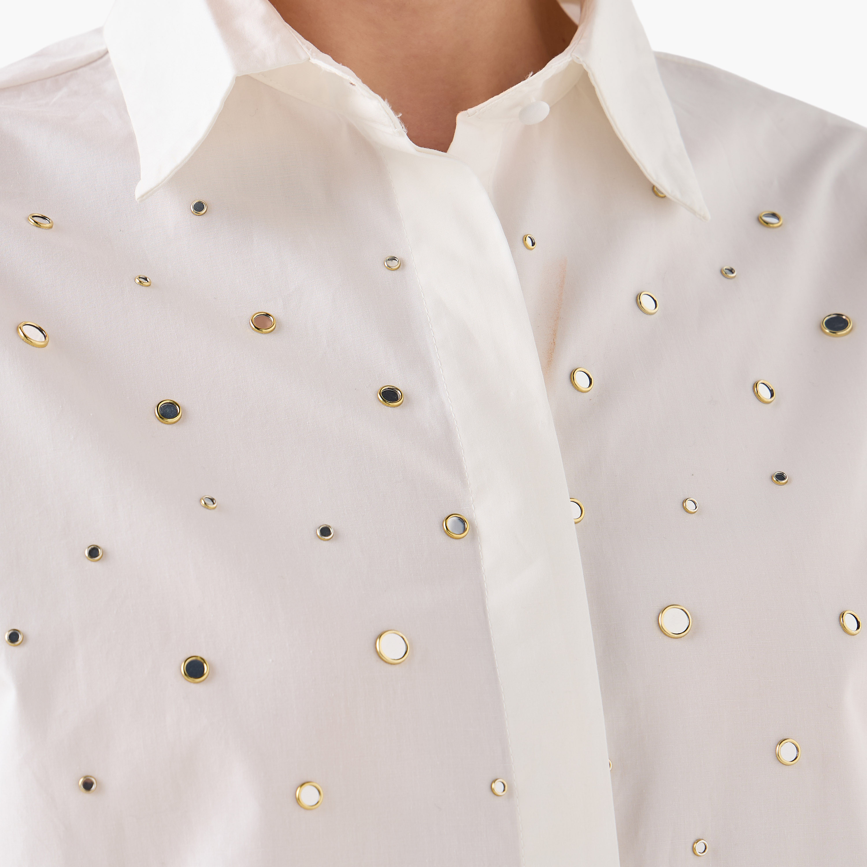 Relaxed Fit Cotton Shirt with Embellishments-women-clothing-shirtsandblouses-shirts-image-2
