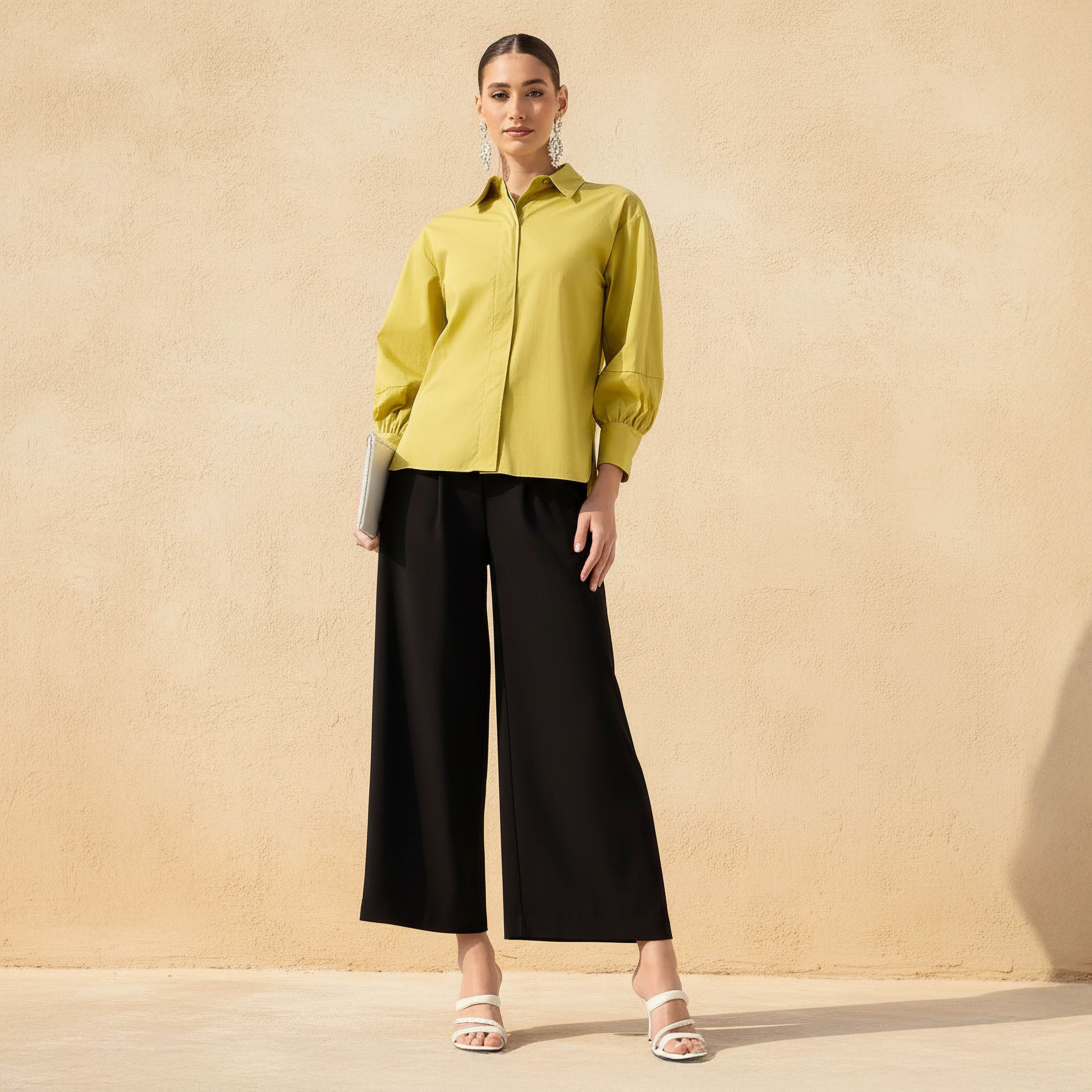 Relaxed Fit Shirt with Concealed Placket-women-clothing-shirtsandblouses-shirts-image-3