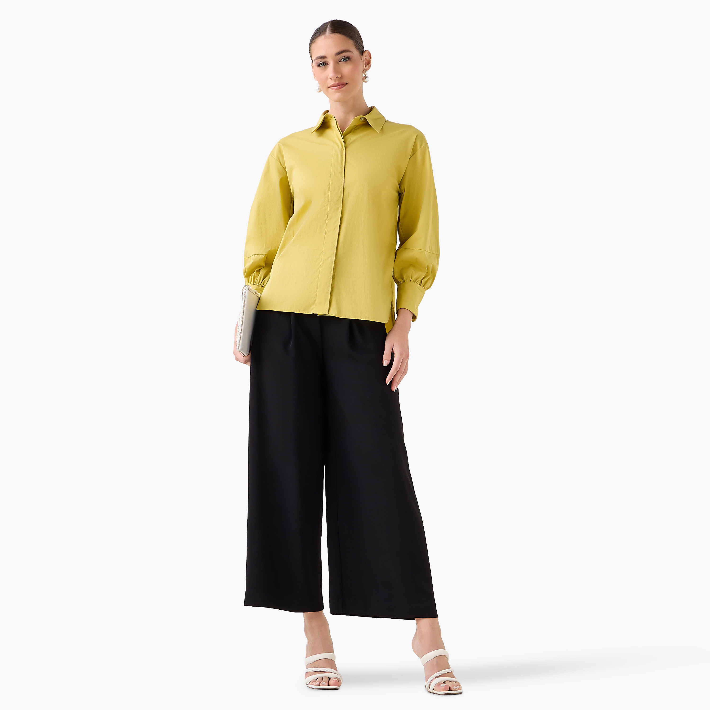 Relaxed Fit Shirt with Concealed Placket-women-clothing-shirtsandblouses-shirts-image-5