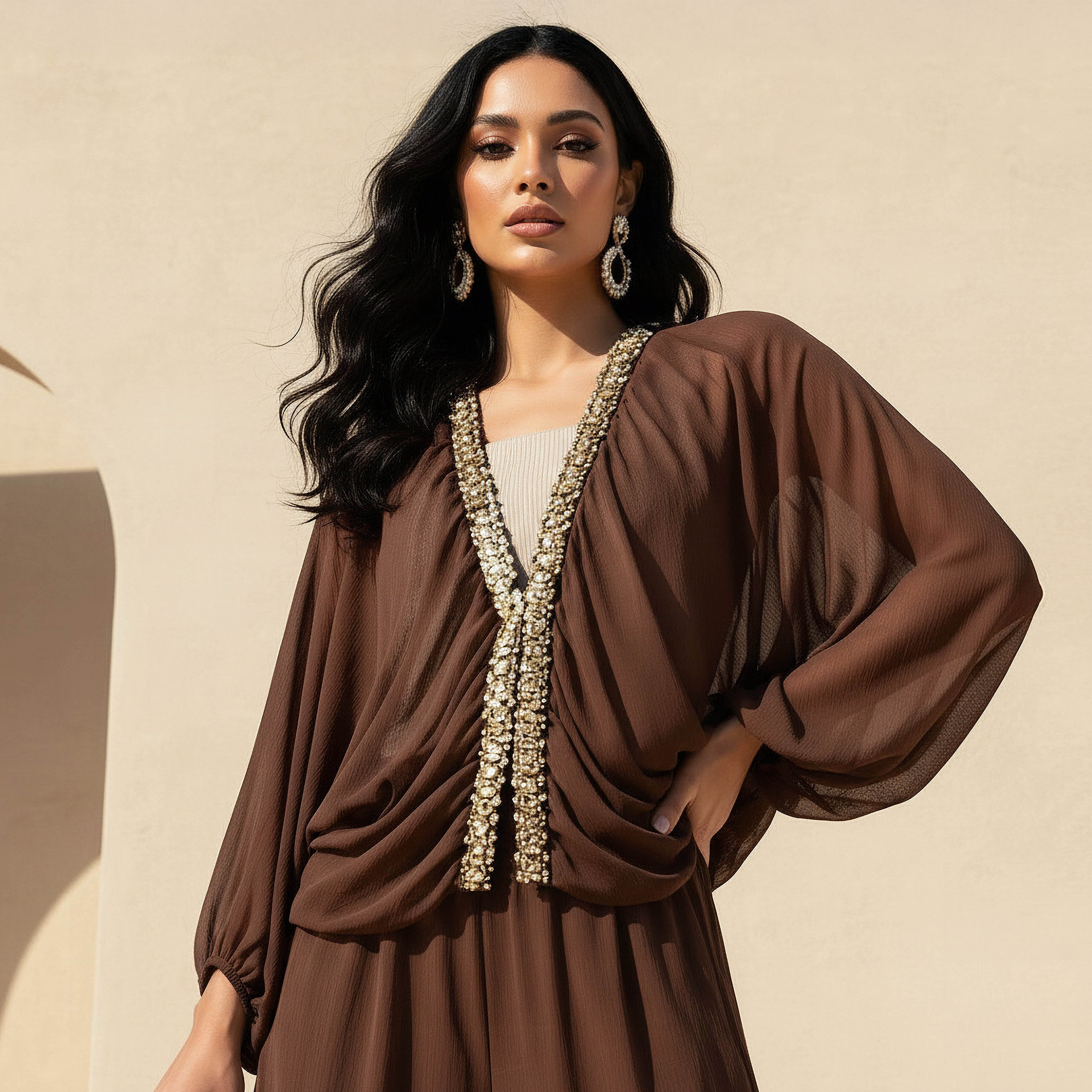 Sheer Top with Embellishments-women-clothing-coordsets-image-1