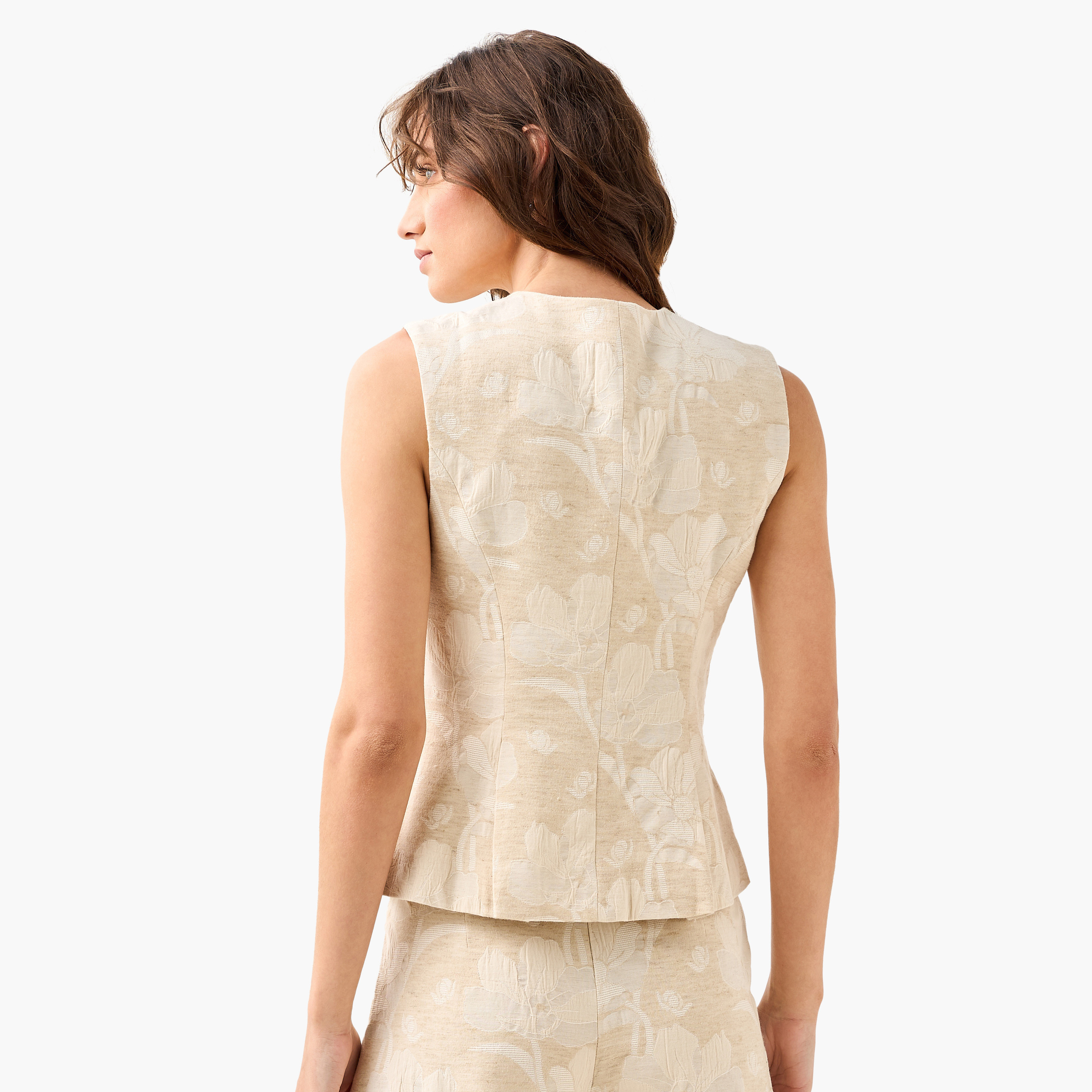 صدرية جاكار بنقشة زهور-women-winterwear-coatsandjackets-waistcoats-image-3