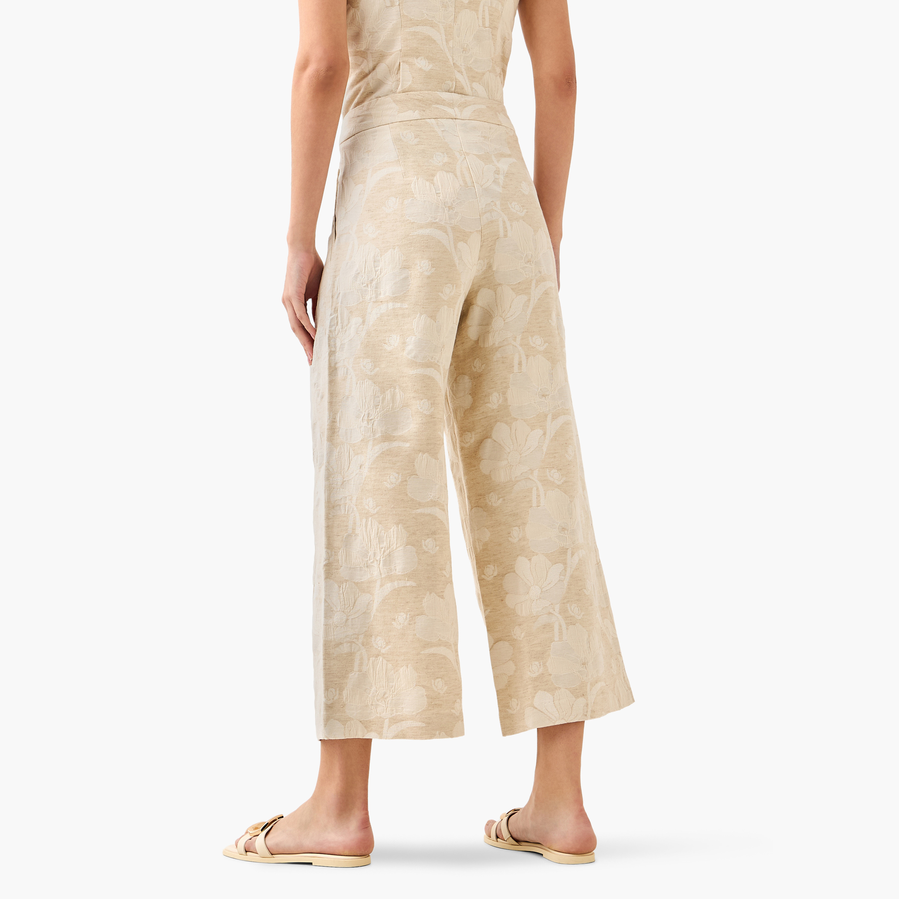 Floral Jacquard Wide Leg Pants-women-clothing-coordsets-image-4