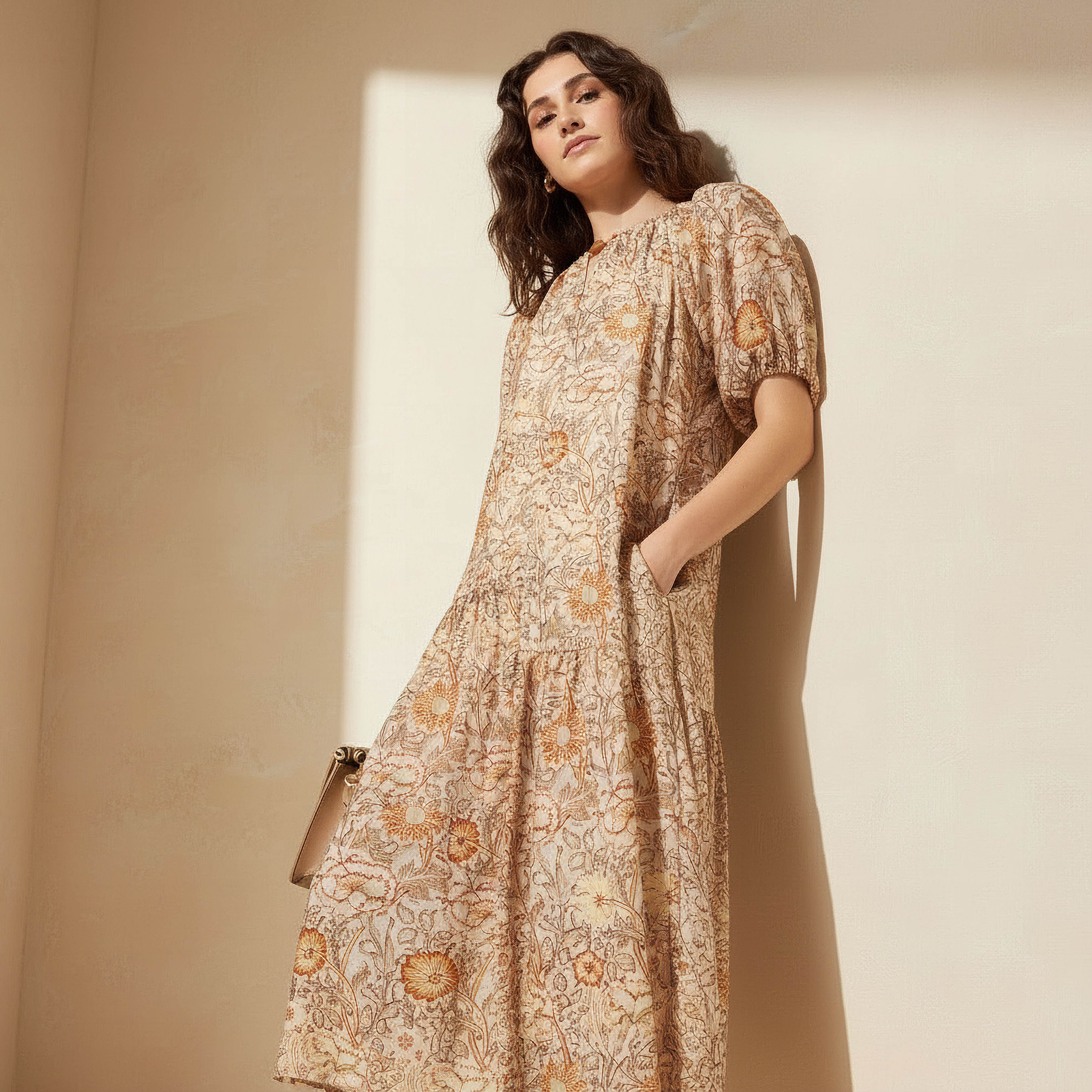 Tiered Women Dress with Floral Print-women-clothing-dresses-image-2