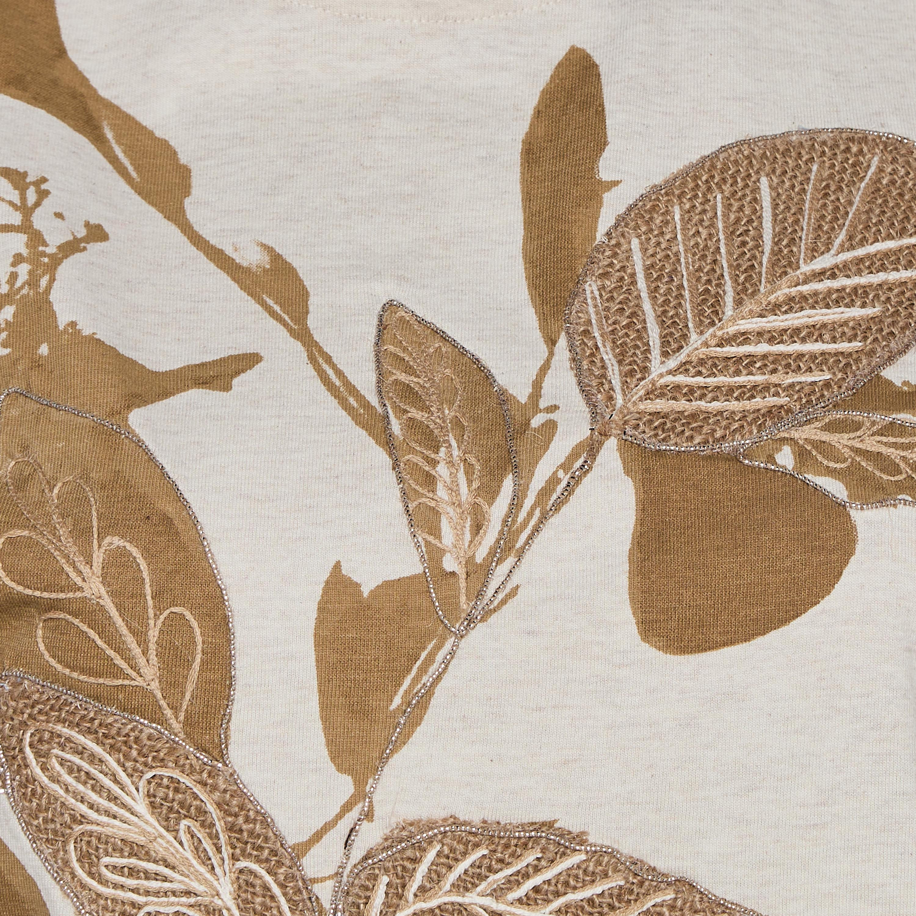 Relaxed Fit T-shirt with Leaf Applique Detail-women-clothing-coordsets-image-2