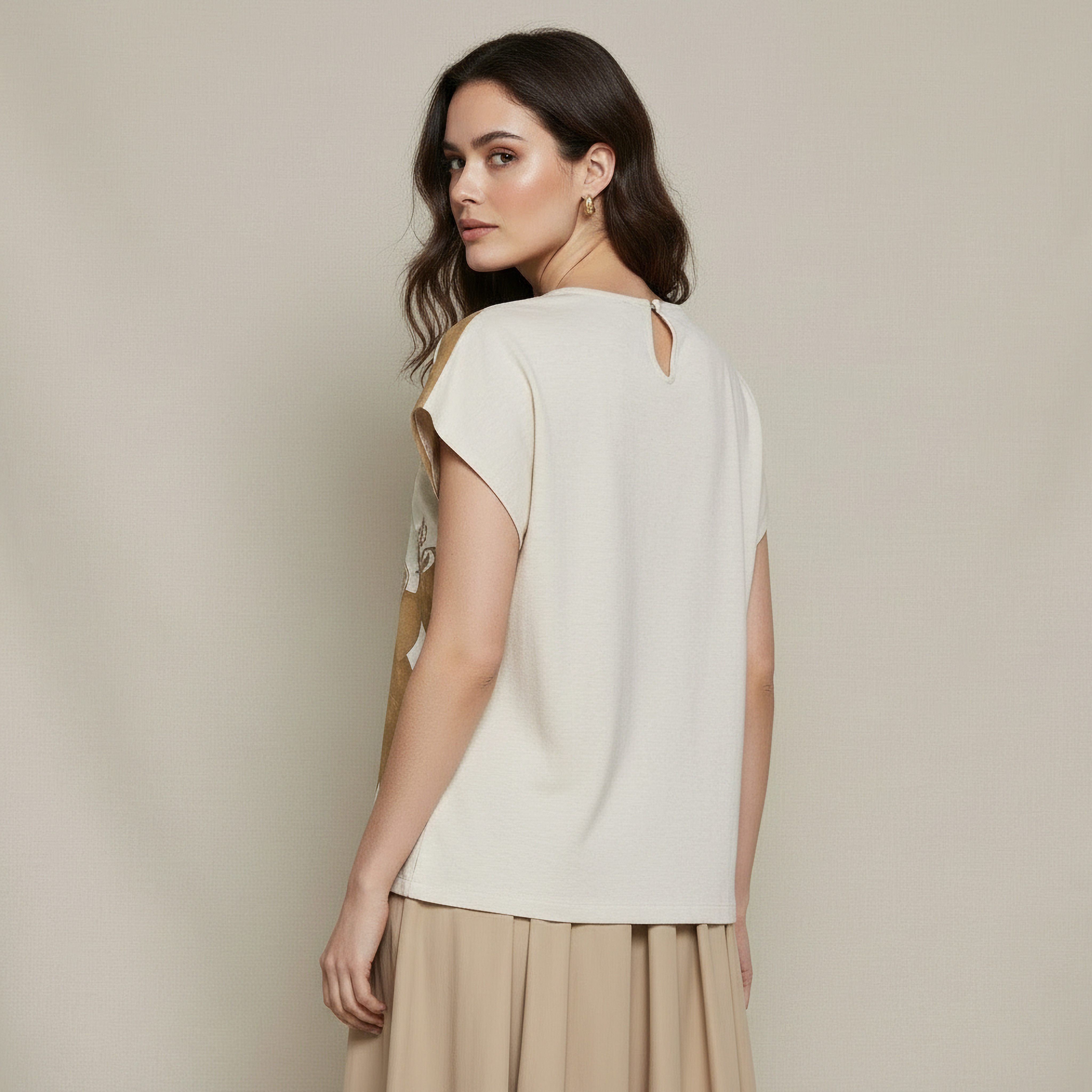 Relaxed Fit T-shirt with Leaf Applique Detail-women-clothing-coordsets-image-4