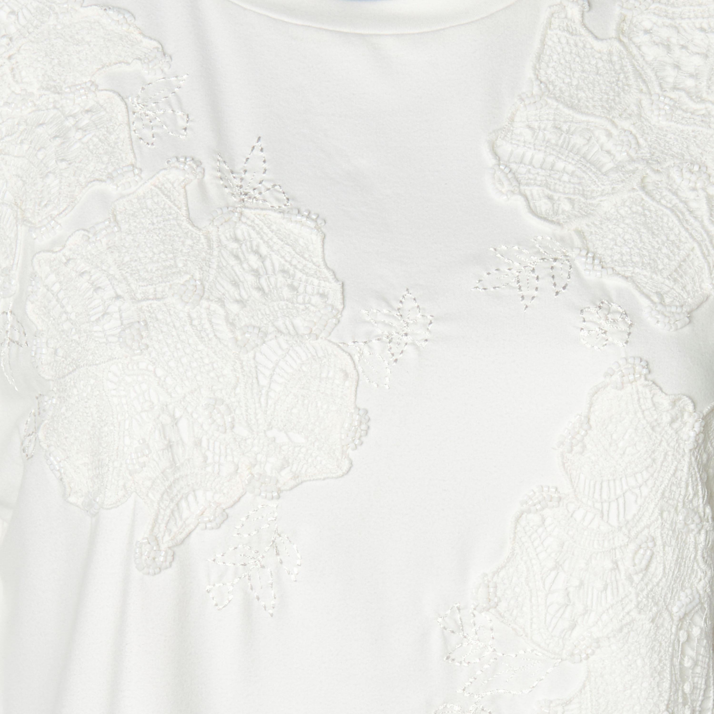 Lace T-Shirt with Floral Beaded Design-women-clothing-tshirts-image-2