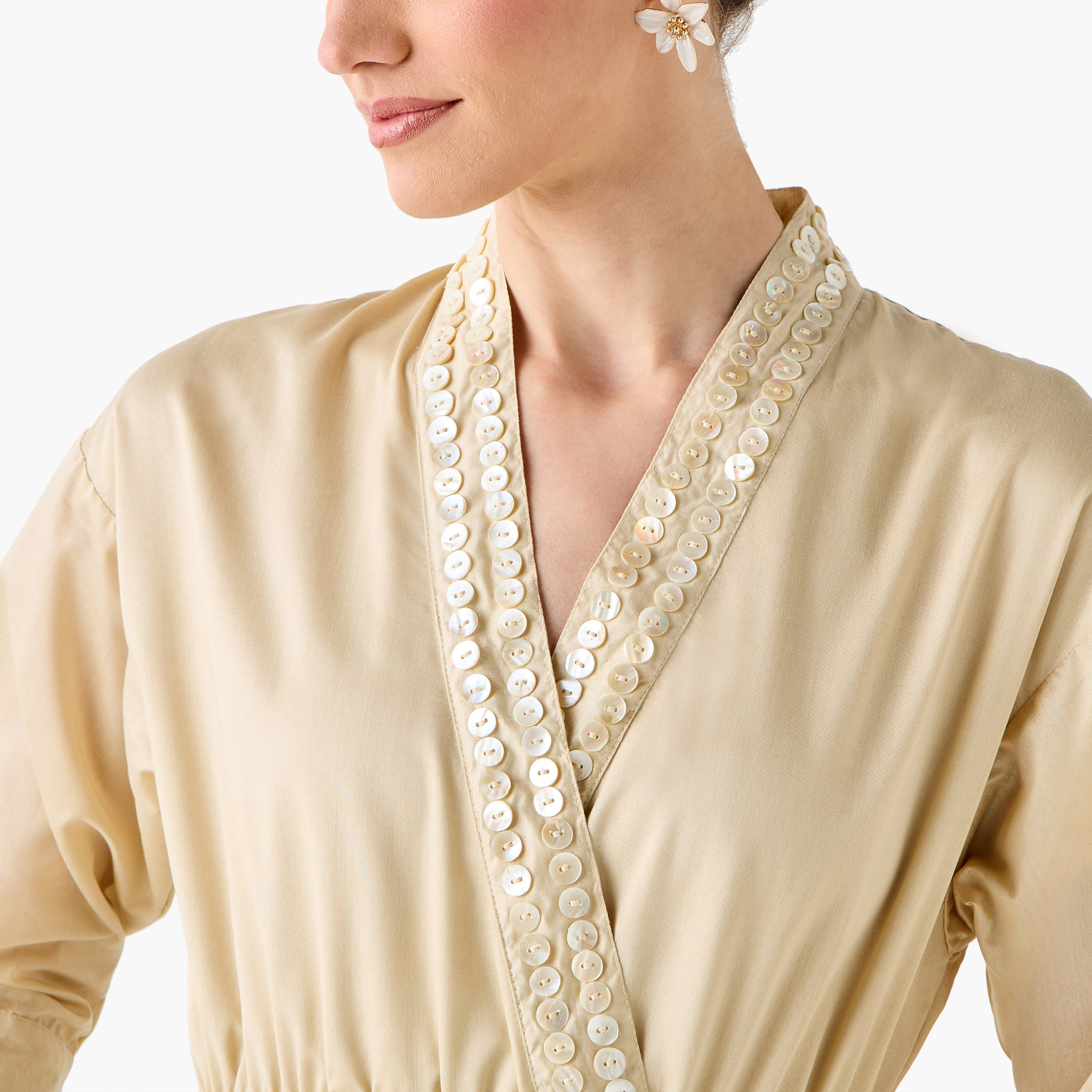 Embellished A-line Women Dress with V-neck-women-clothing-dresses-image-7