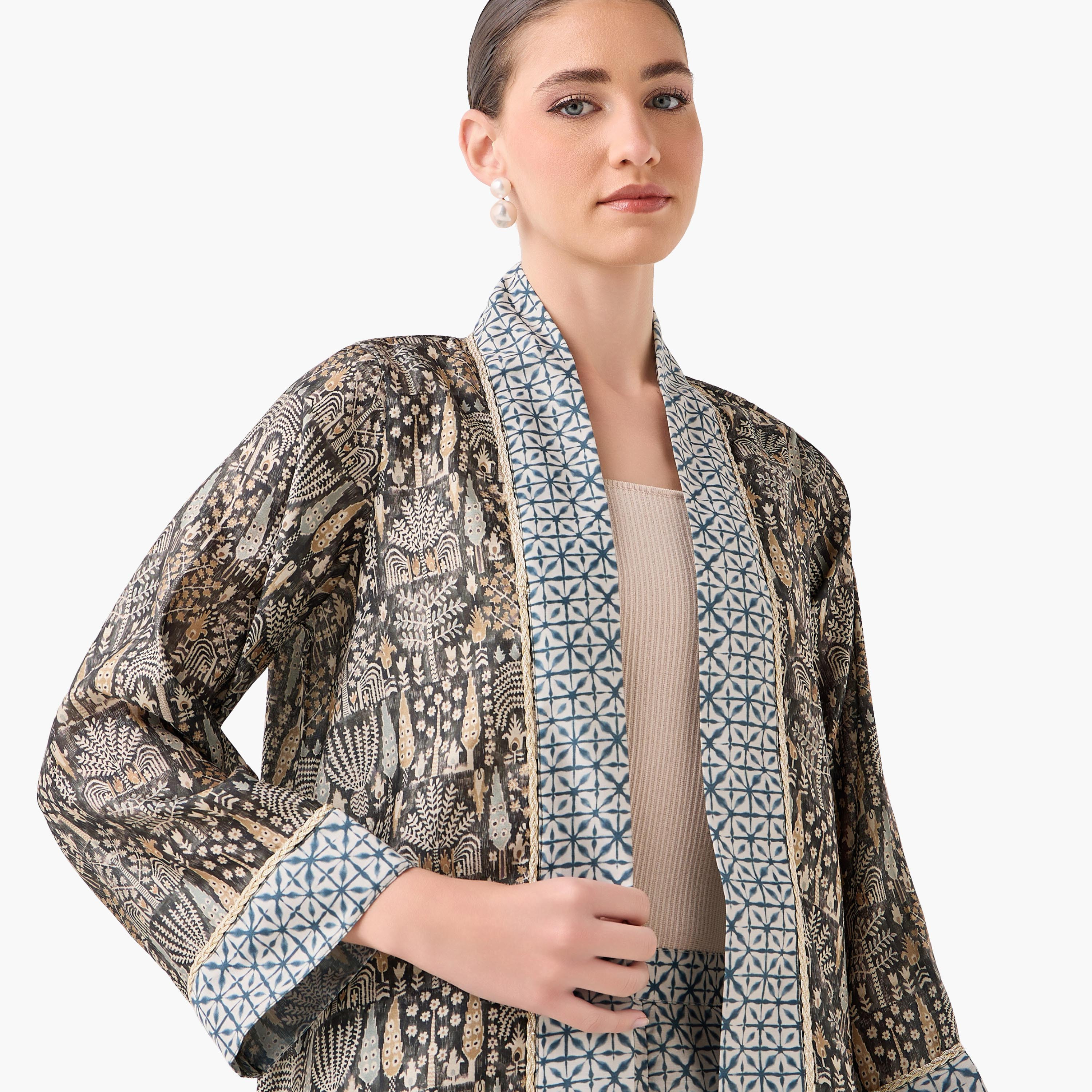Relaxed Fit Printed Open Front Shrug-women-clothing-coordsets-image-3