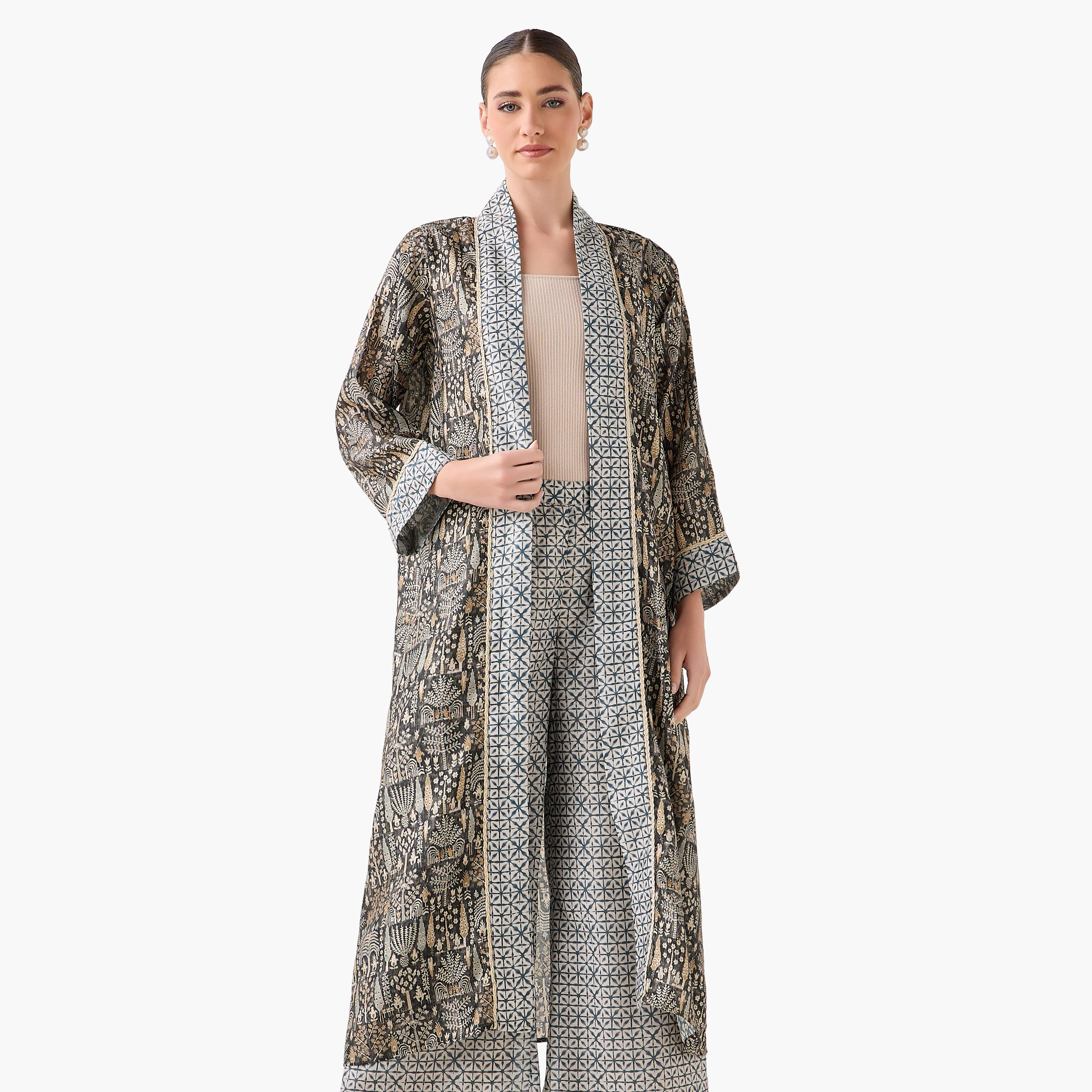 Relaxed Fit Printed Open Front Shrug-women-clothing-coordsets-image-4