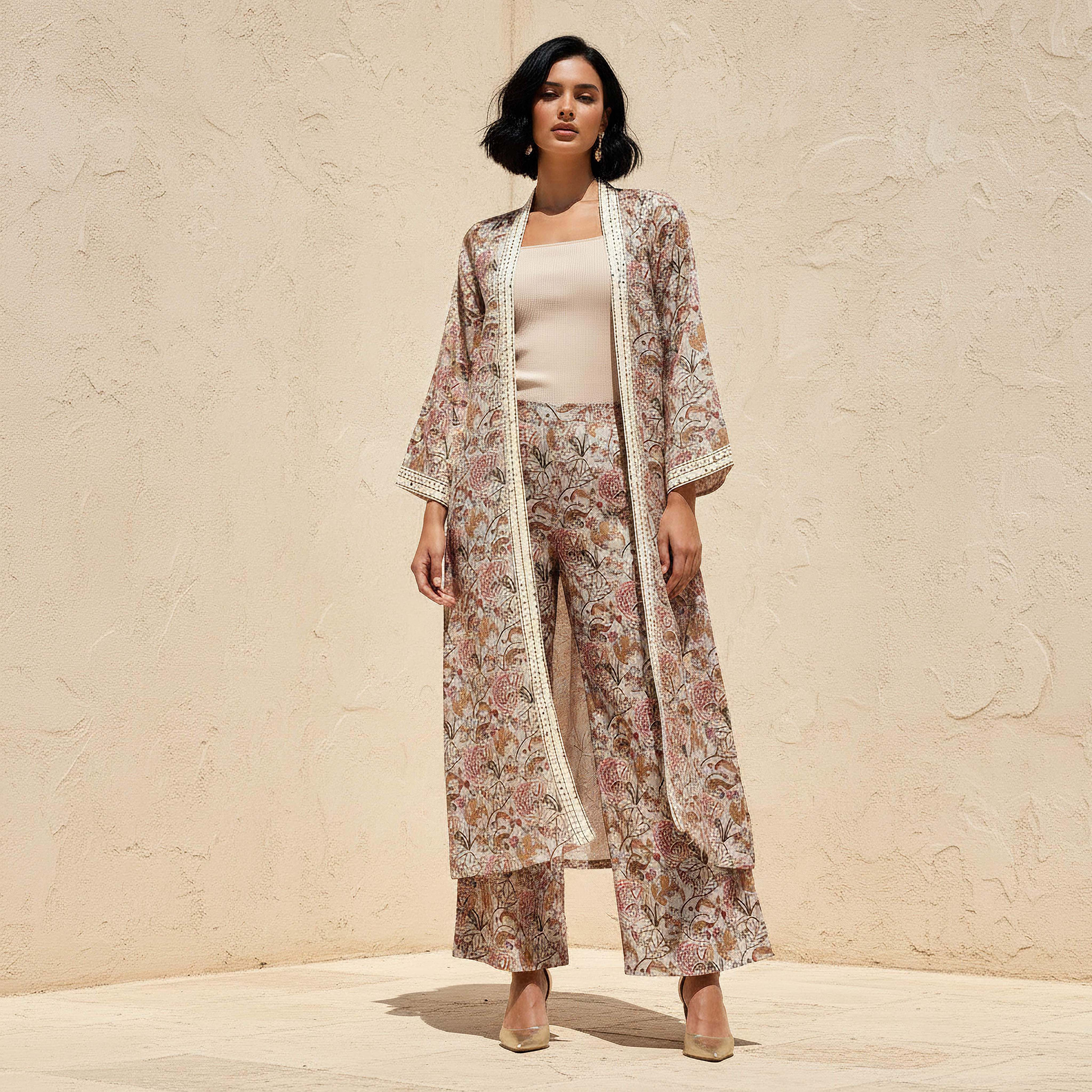 Relaxed Fit Printed Open Front Shrug-women-clothing-coordsets-image-1
