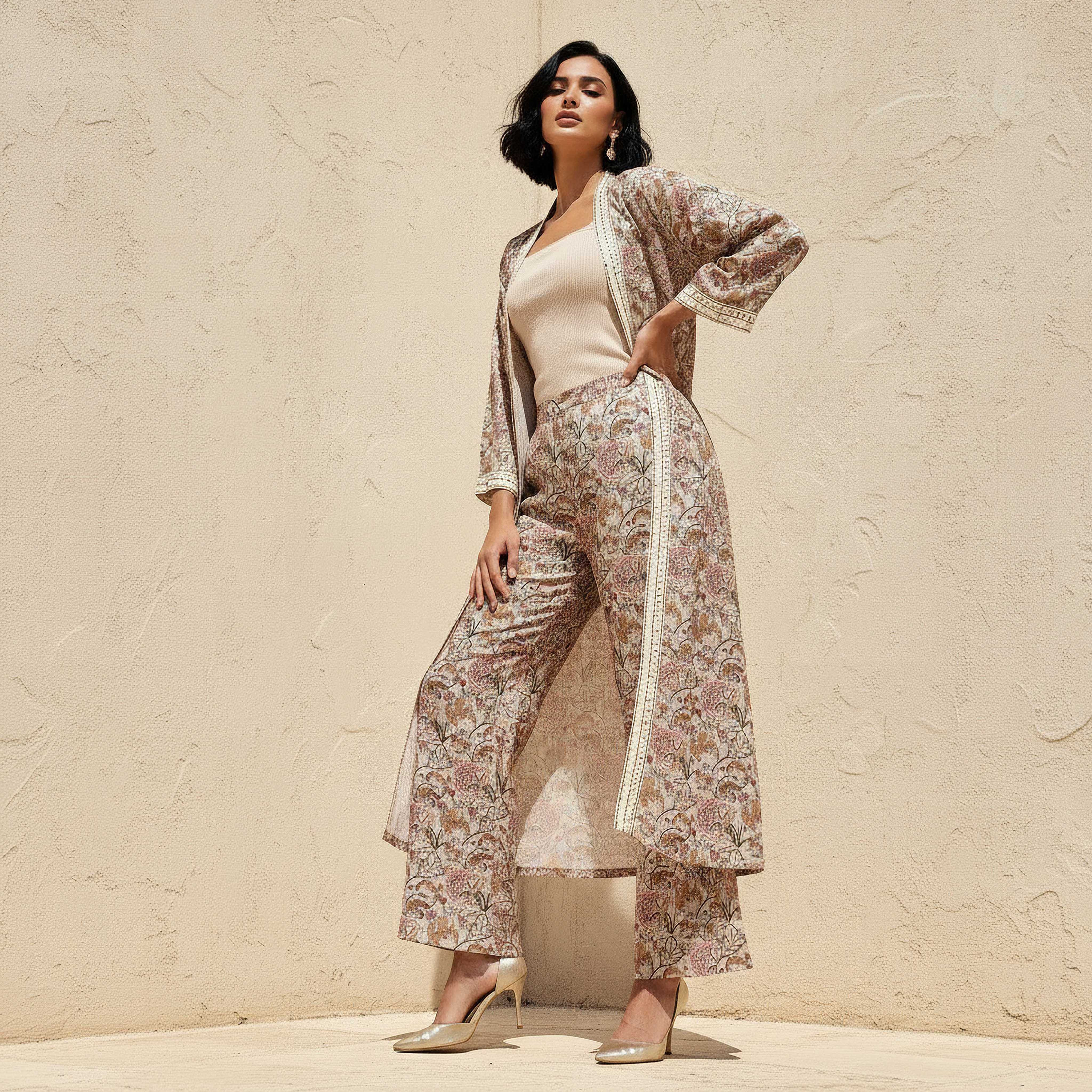 Relaxed Fit Printed Open Front Shrug-women-clothing-coordsets-image-4