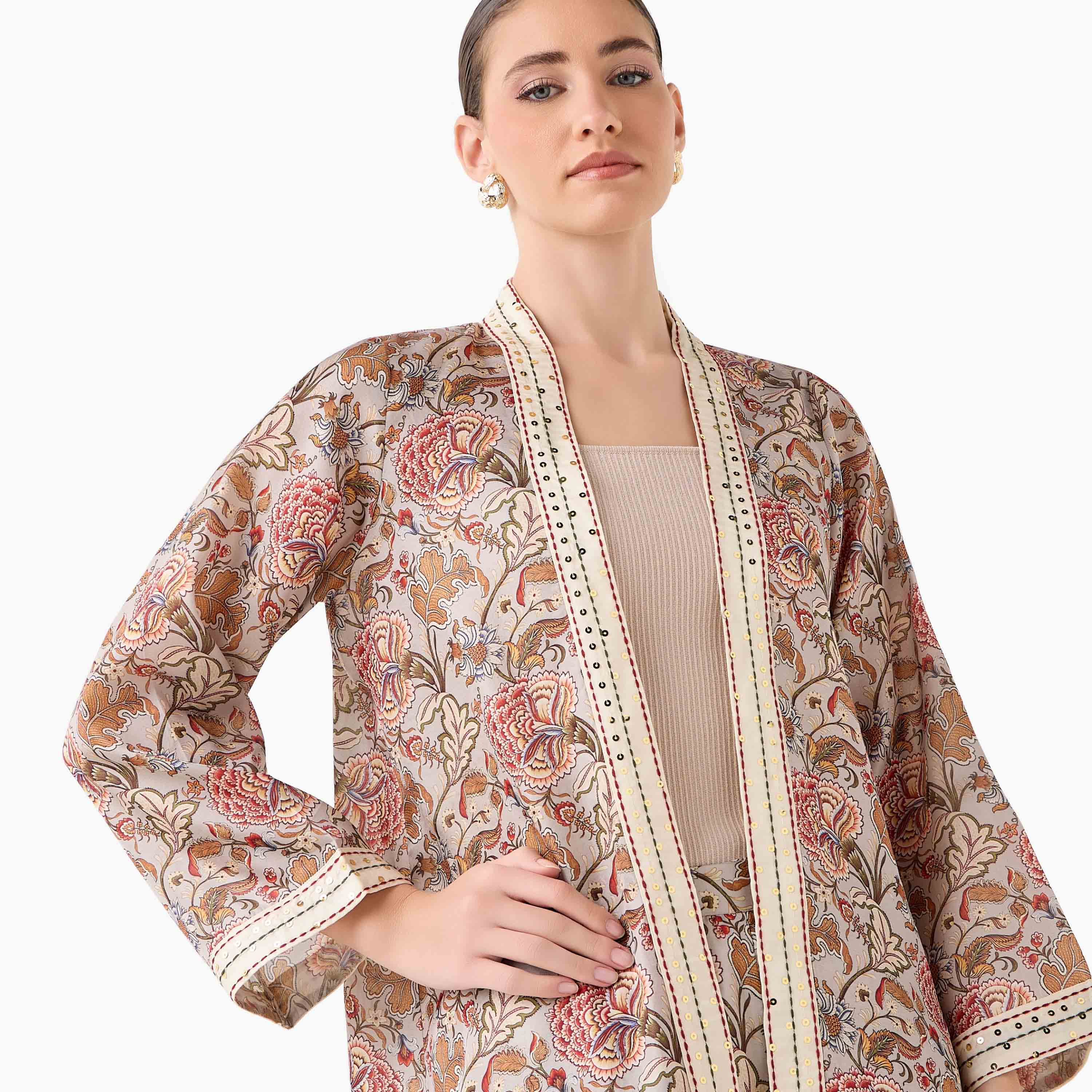 Relaxed Fit Printed Open Front Shrug-women-clothing-coordsets-image-8