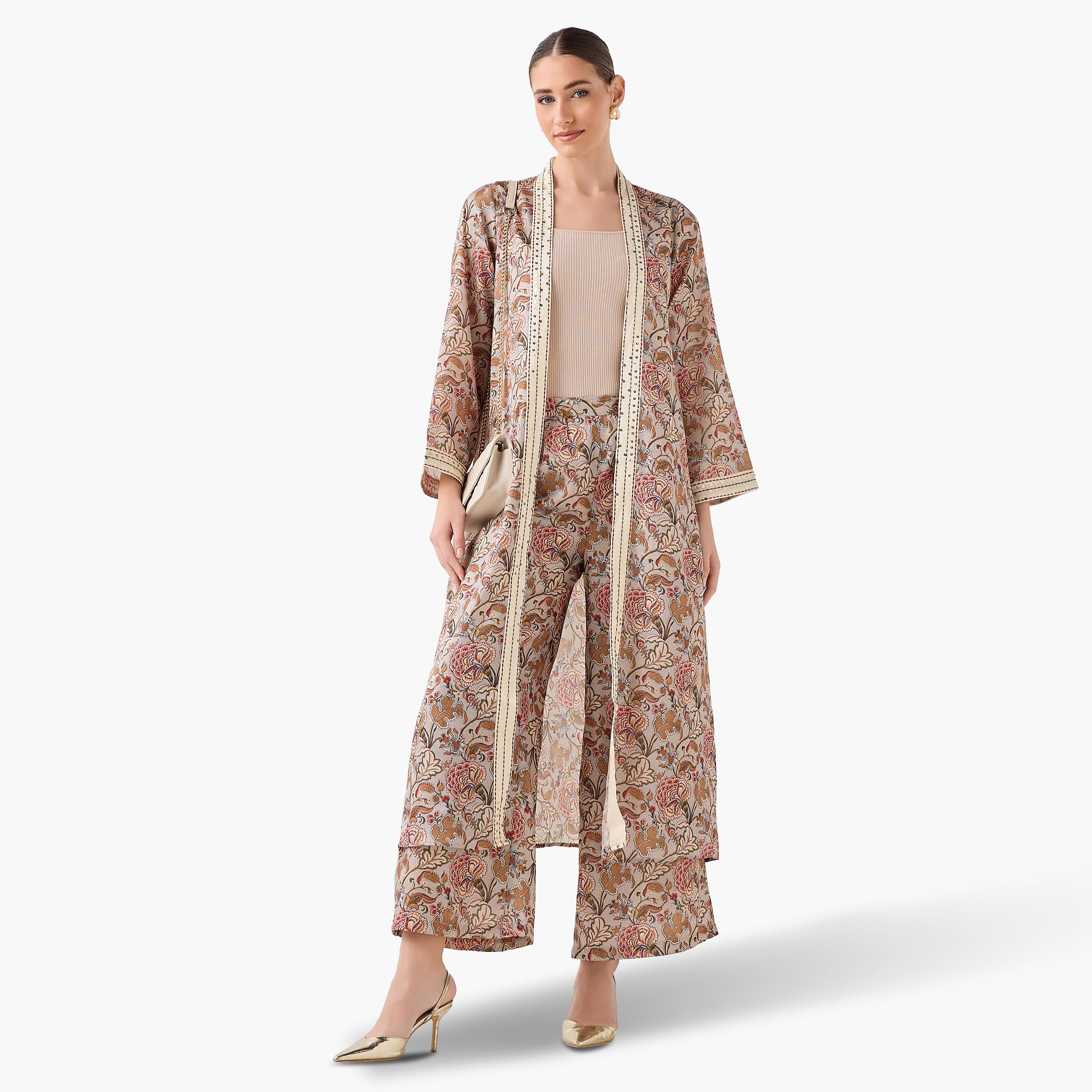 Semi-Elasticated Waist Printed Wide Leg Pants-women-clothing-coordsets-image-5