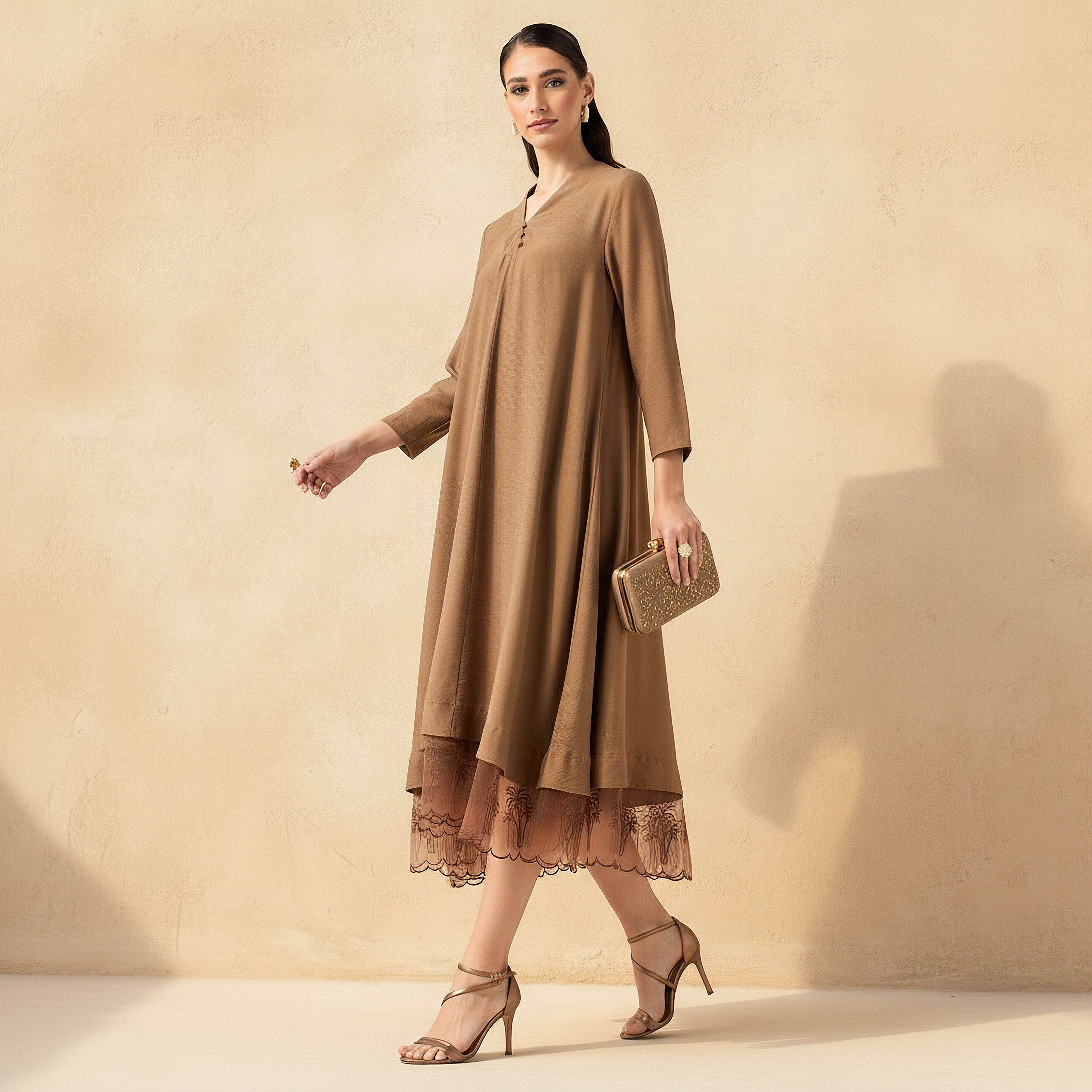 A-line Midi Dress with V-neck-women-clothing-dresses-image-2