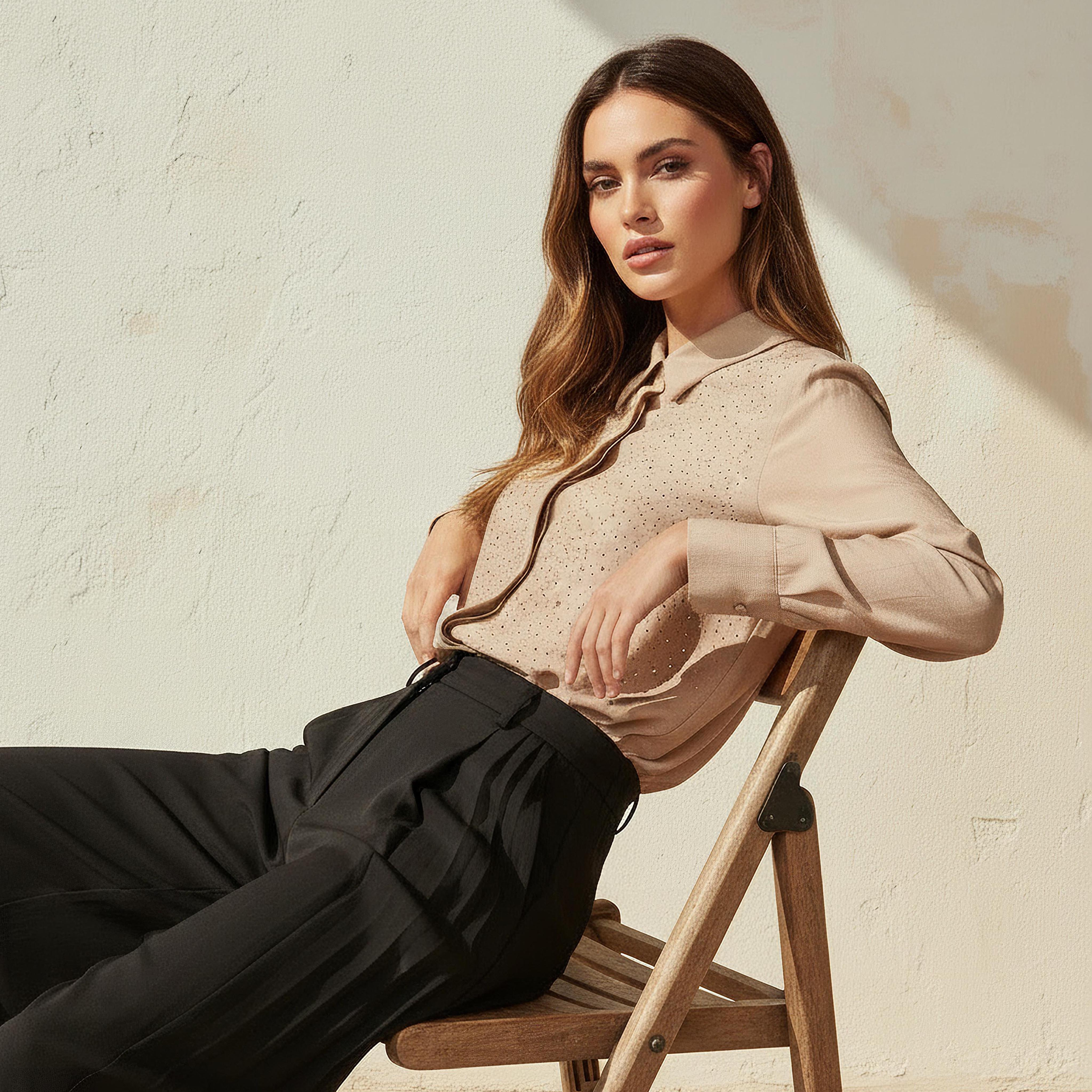 Relaxed Fit Linen Blend Shirt with Stud Embellishment-women-clothing-shirtsandblouses-shirts-image-6