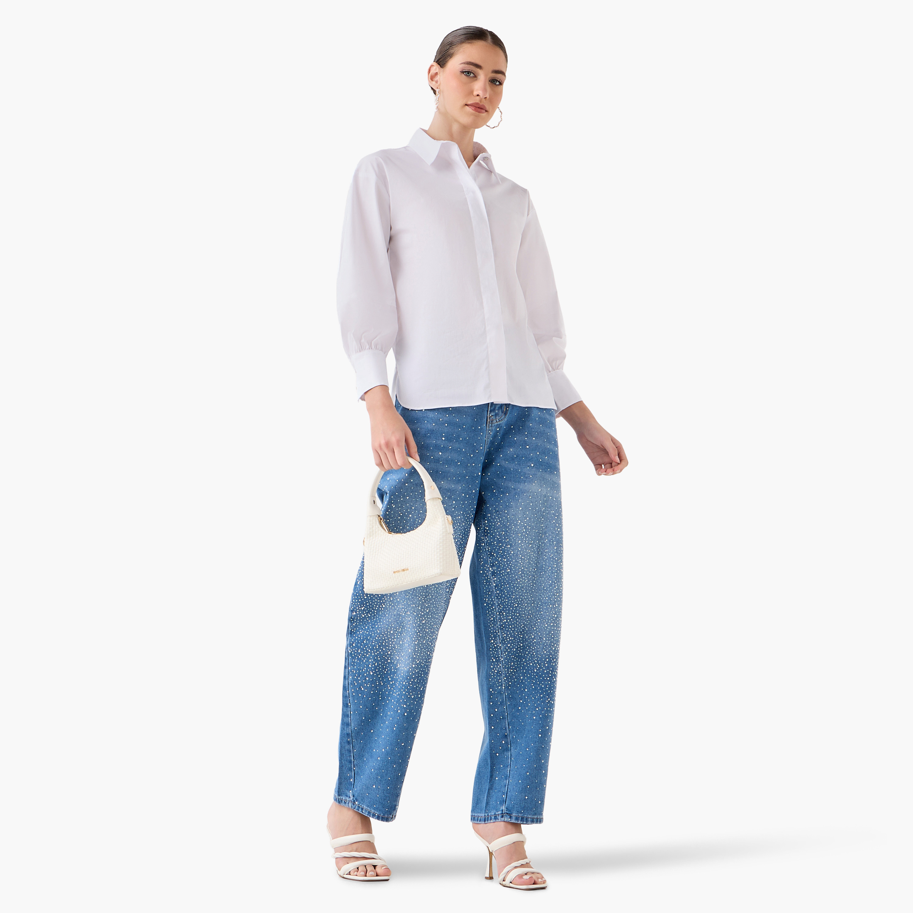 Relaxed Fit Shirt with Concealed Placket-women-clothing-shirtsandblouses-shirts-image-3