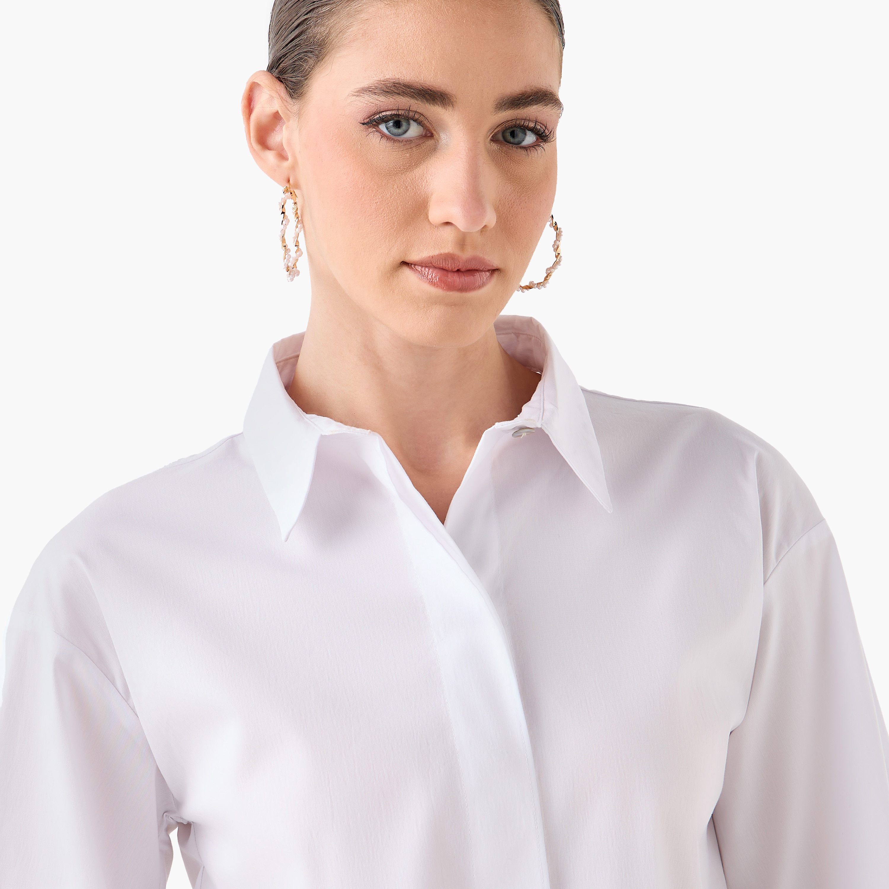 Relaxed Fit Shirt with Concealed Placket-women-clothing-shirtsandblouses-shirts-image-4