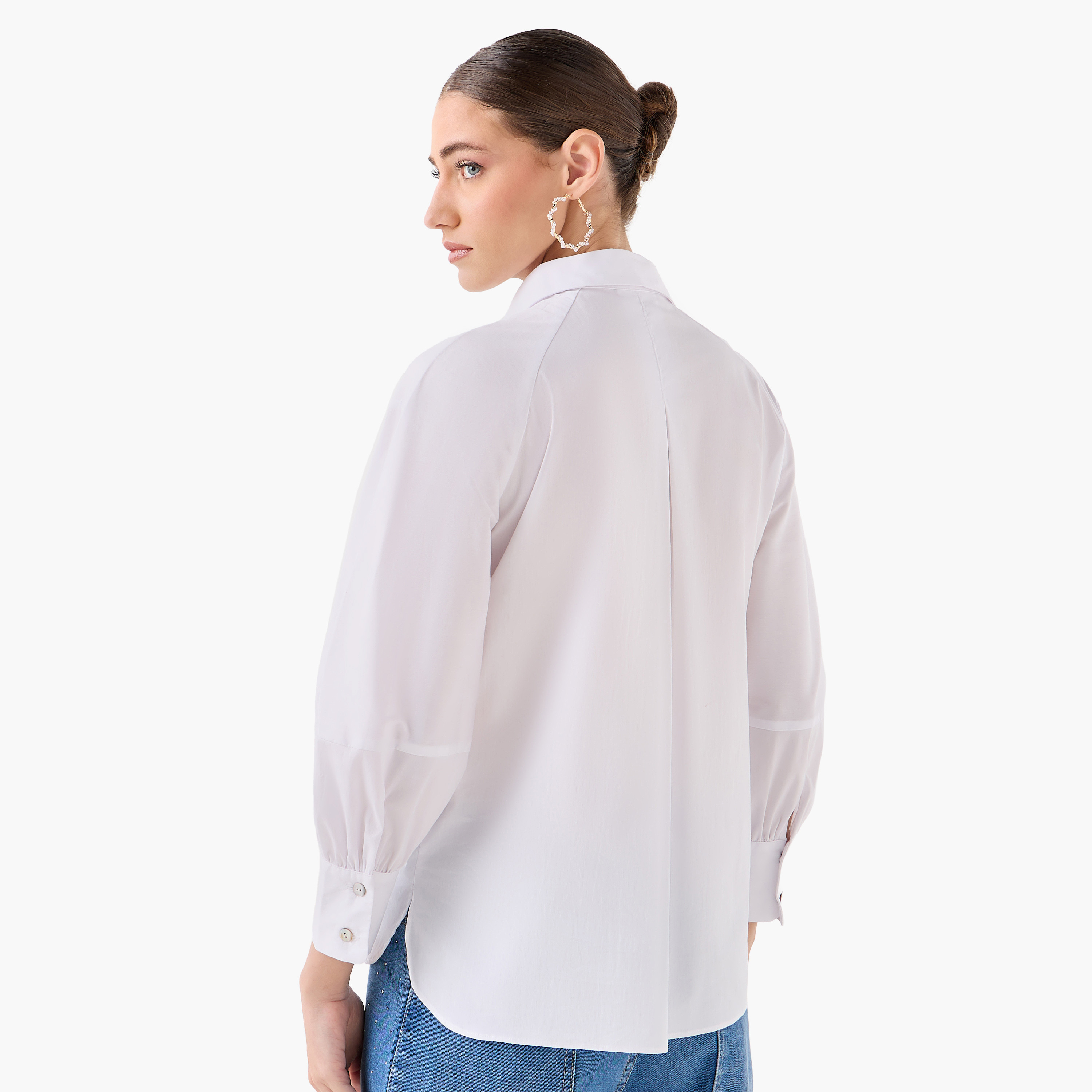 Relaxed Fit Shirt with Concealed Placket-women-clothing-shirtsandblouses-shirts-image-5