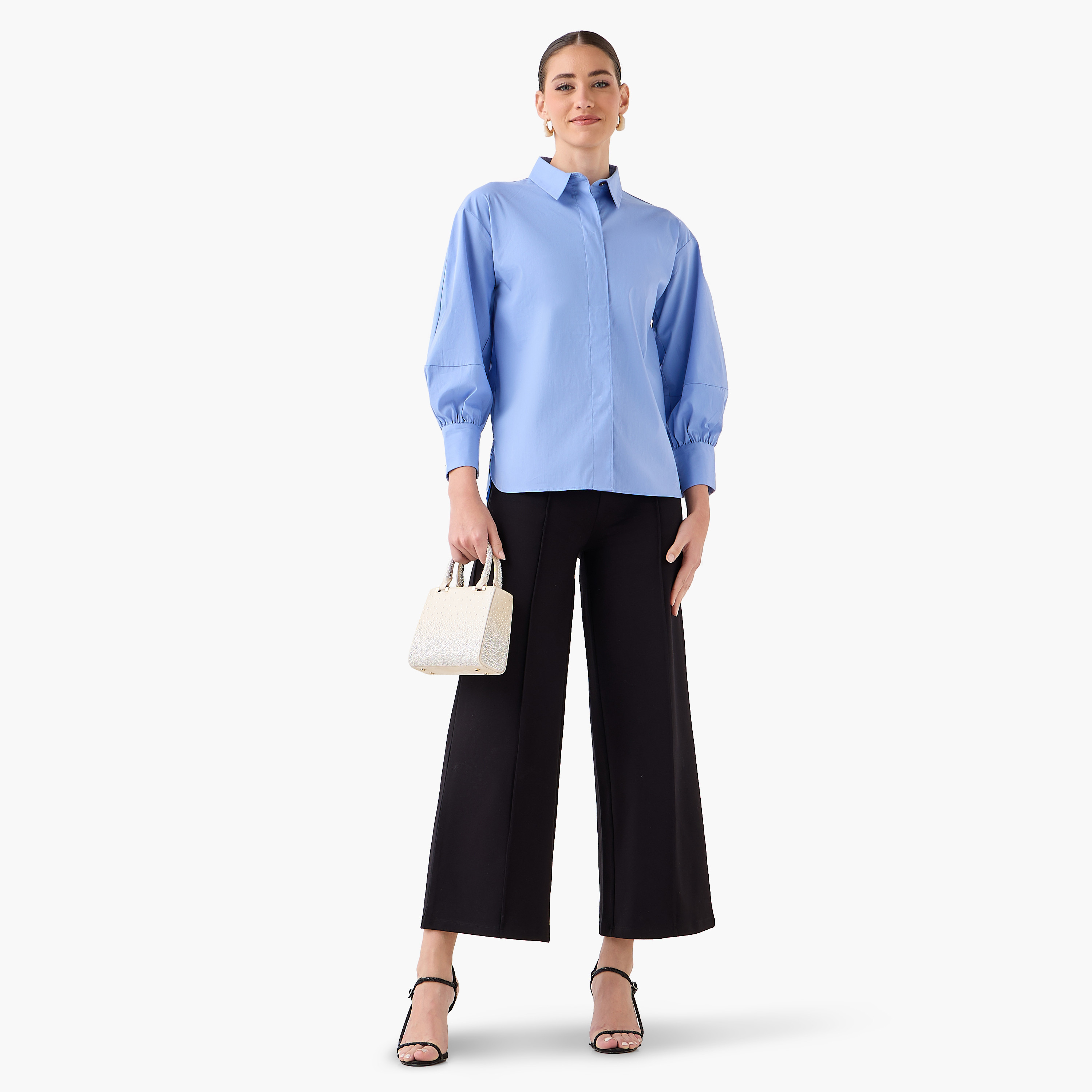 Relaxed Fit Shirt with Concealed Placket-women-clothing-shirtsandblouses-shirts-image-5