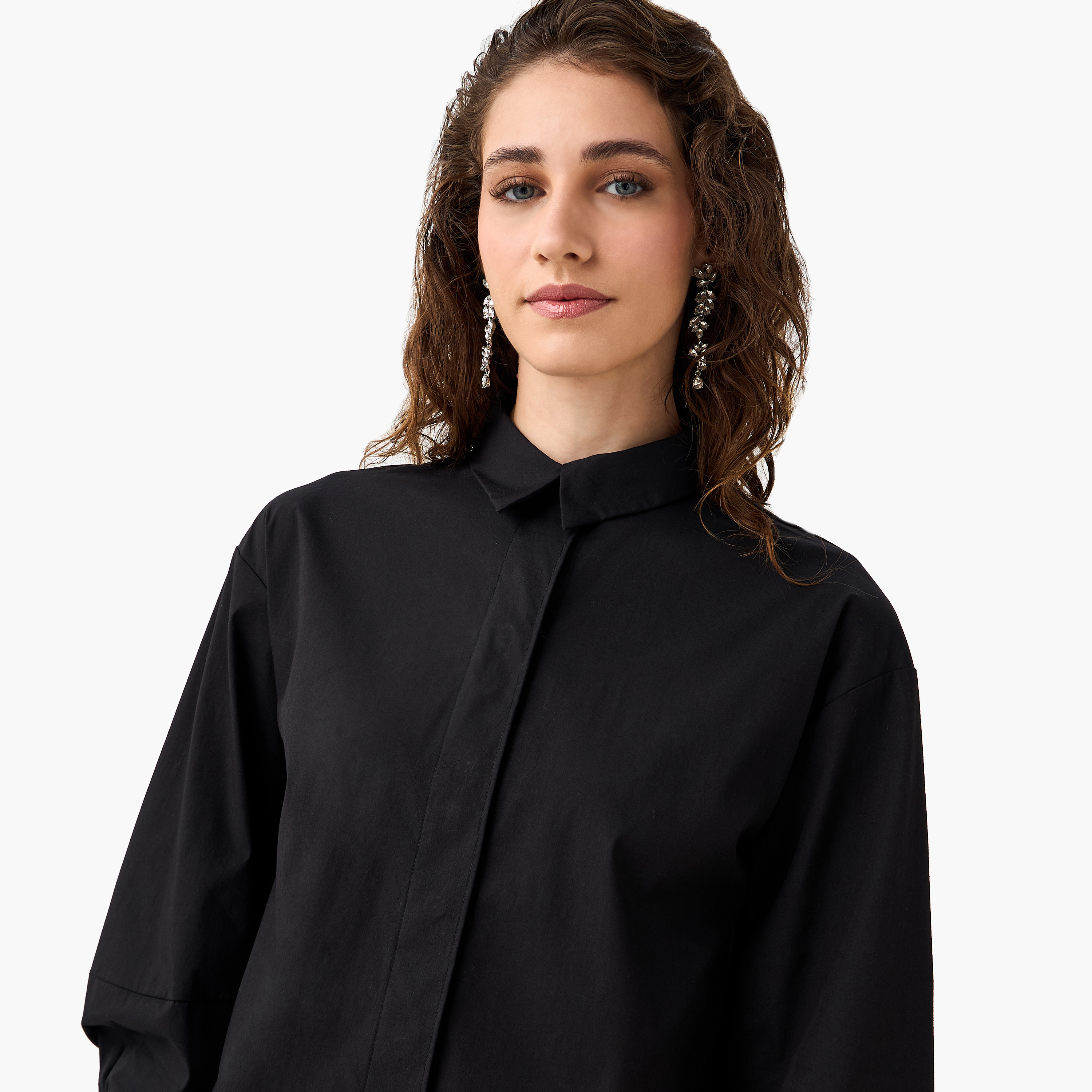 Relaxed Fit Shirt with Concealed Placket-women-clothing-shirtsandblouses-shirts-image-7