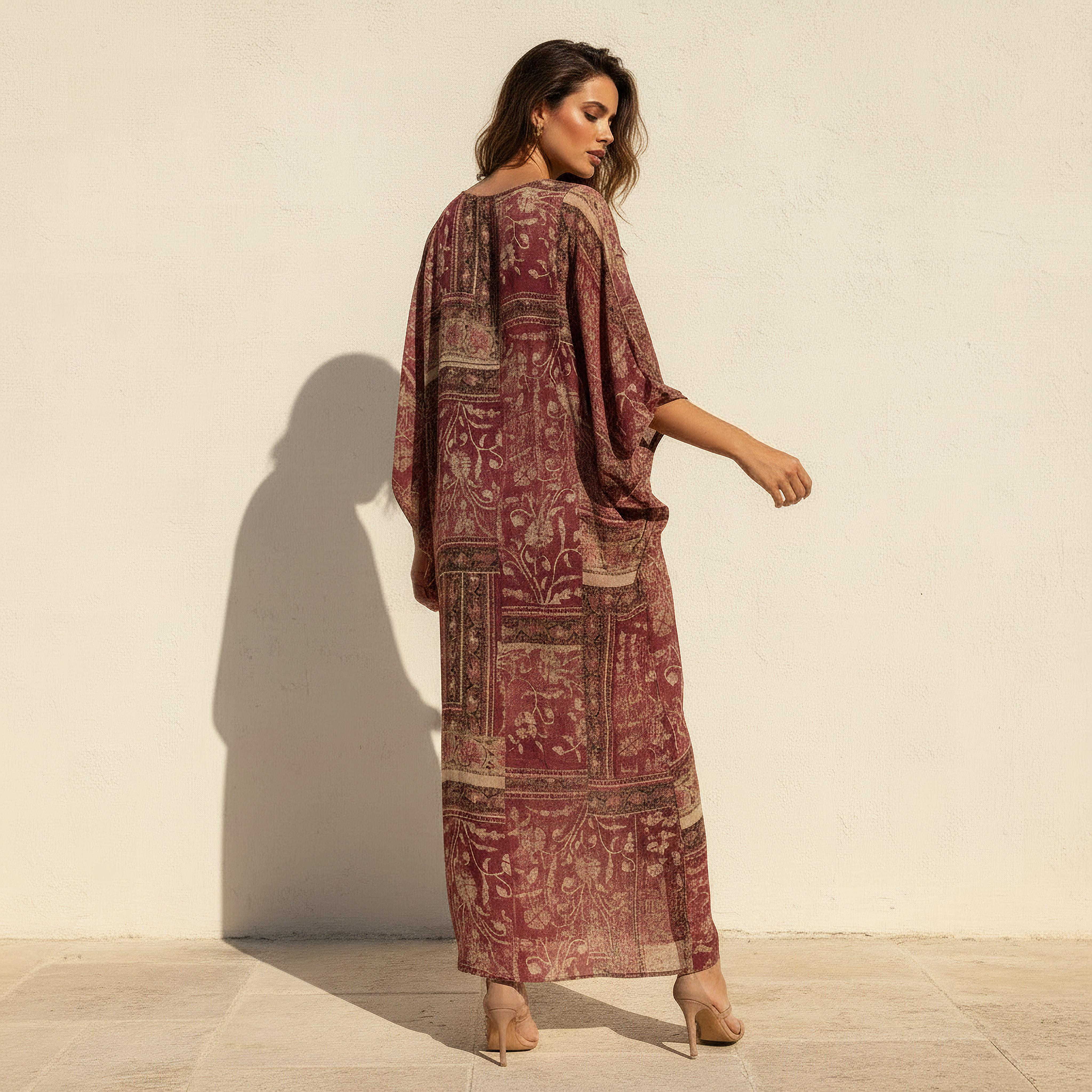 Midi Kaftan Dress with Printed Design-women-clothing-dresses-image-3