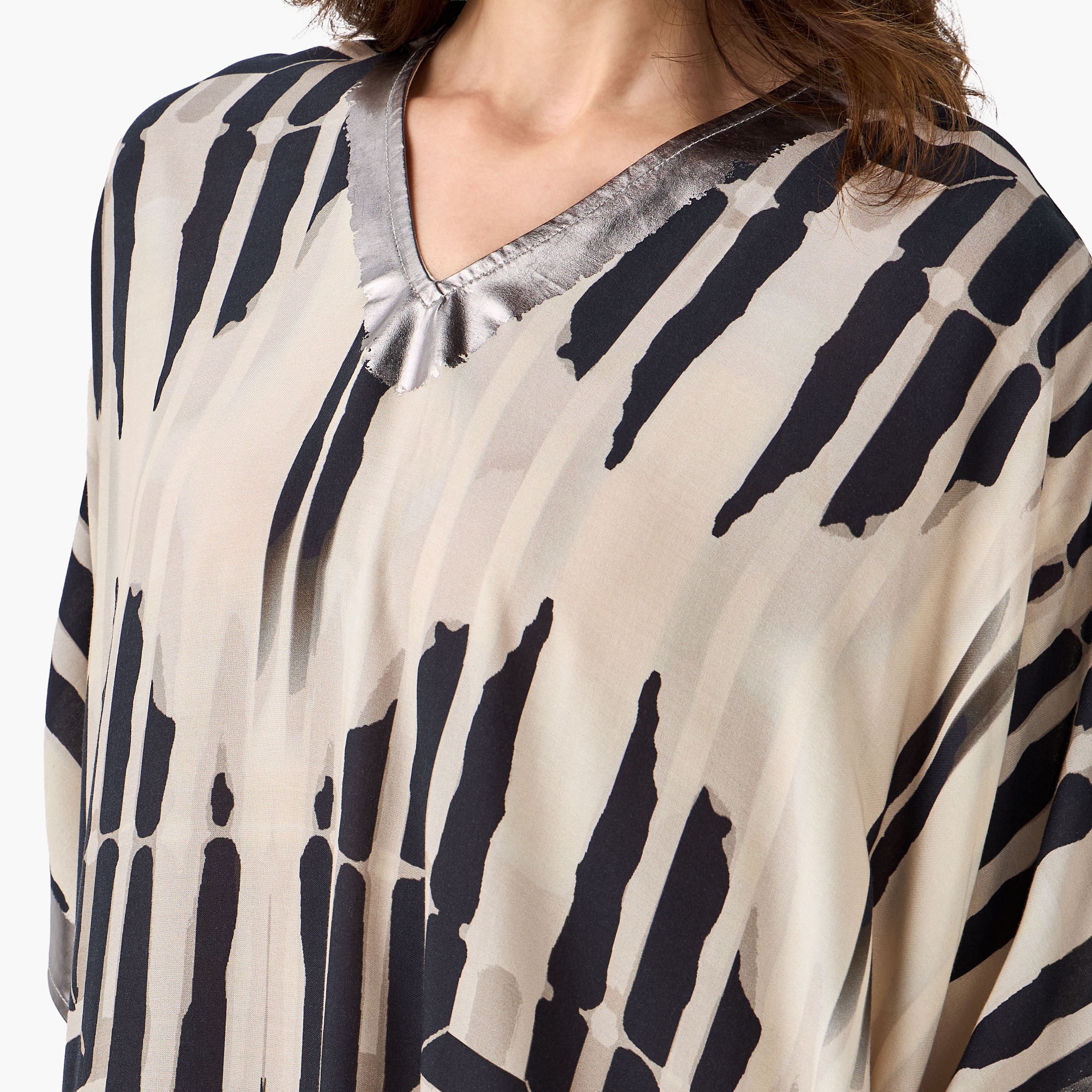 Tie-Dye Print Kaftan Women Dress with V-neck-women-clothing-dresses-image-5