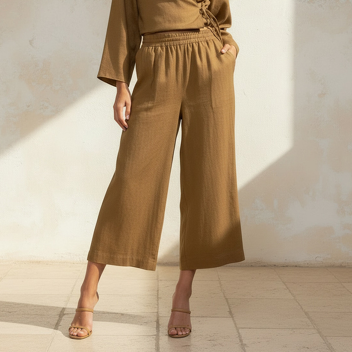 Wide Leg Textured Pants-women-clothing-bottoms-trousers-image-1