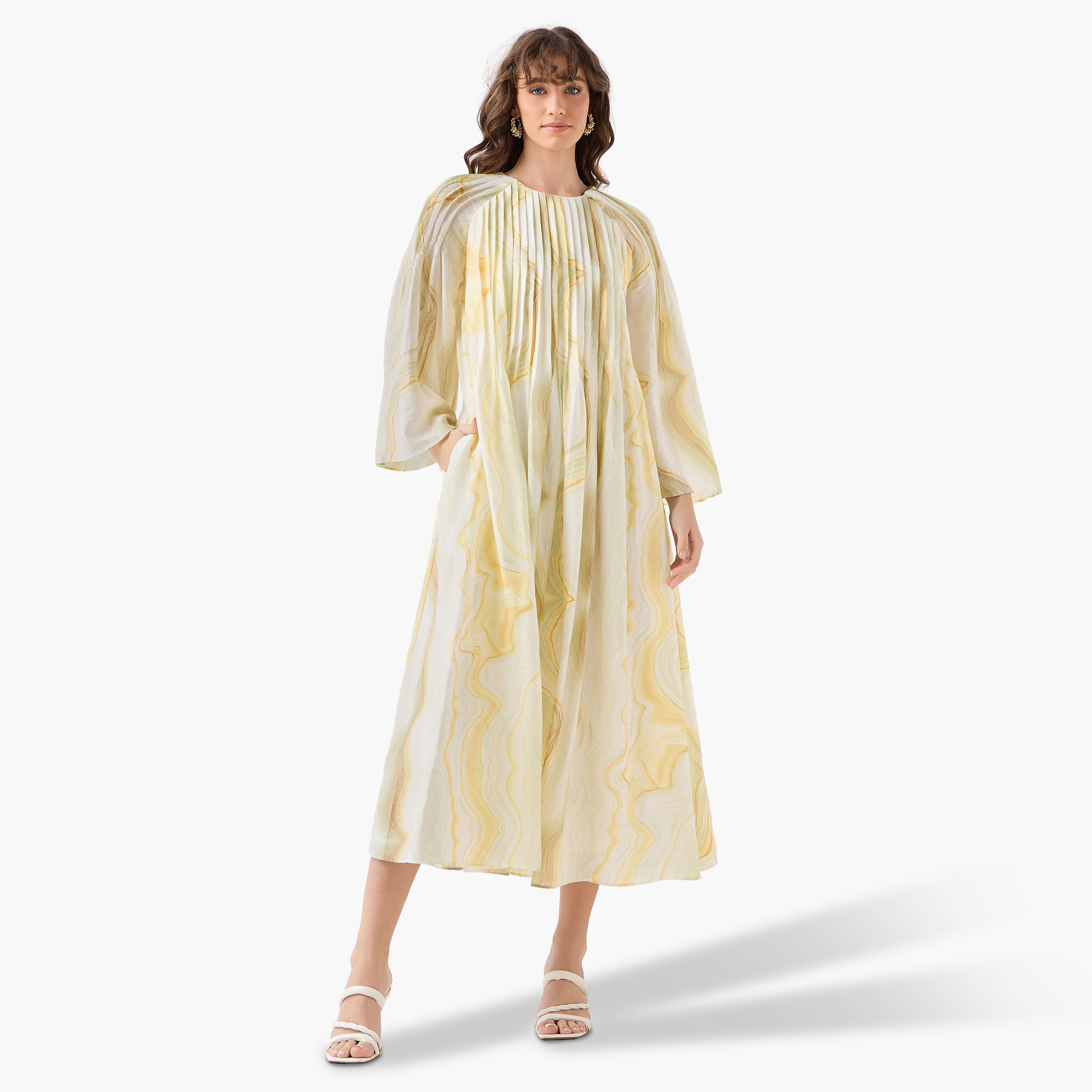 A-line Midi Dress with Pintuck Detail-women-clothing-dresses-image-2