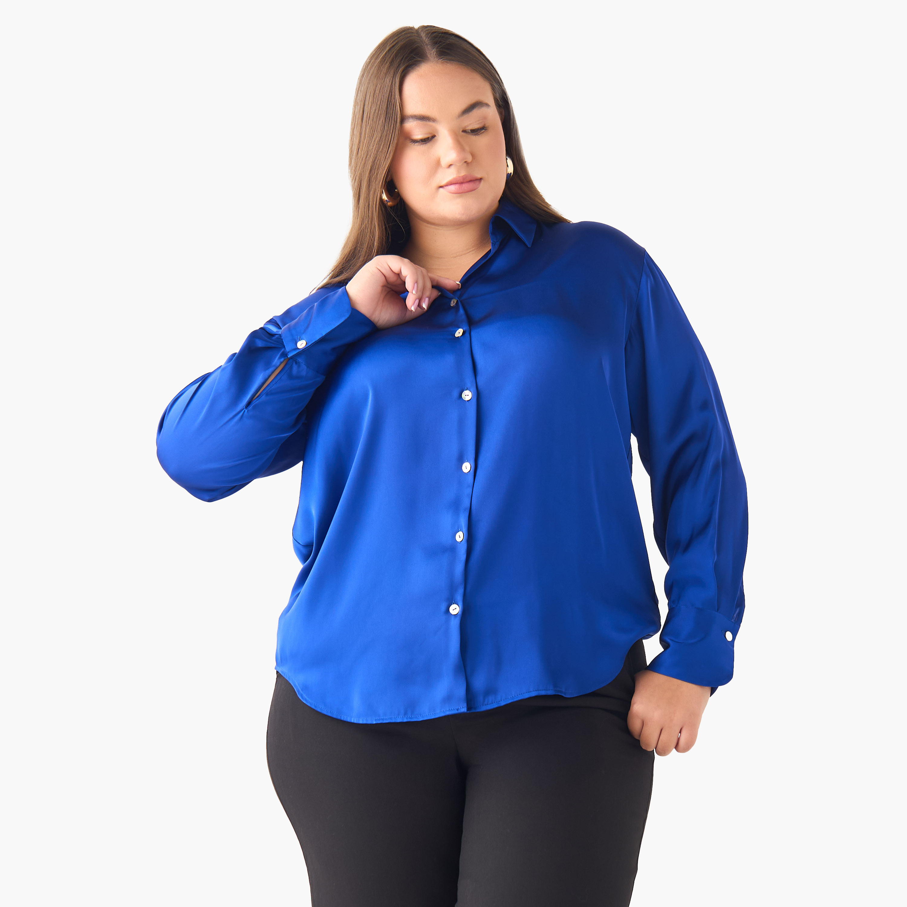 Regular Fit Polyester Shirt with Long Sleeves-women-clothing-shirtsandblouses-shirts-image-2