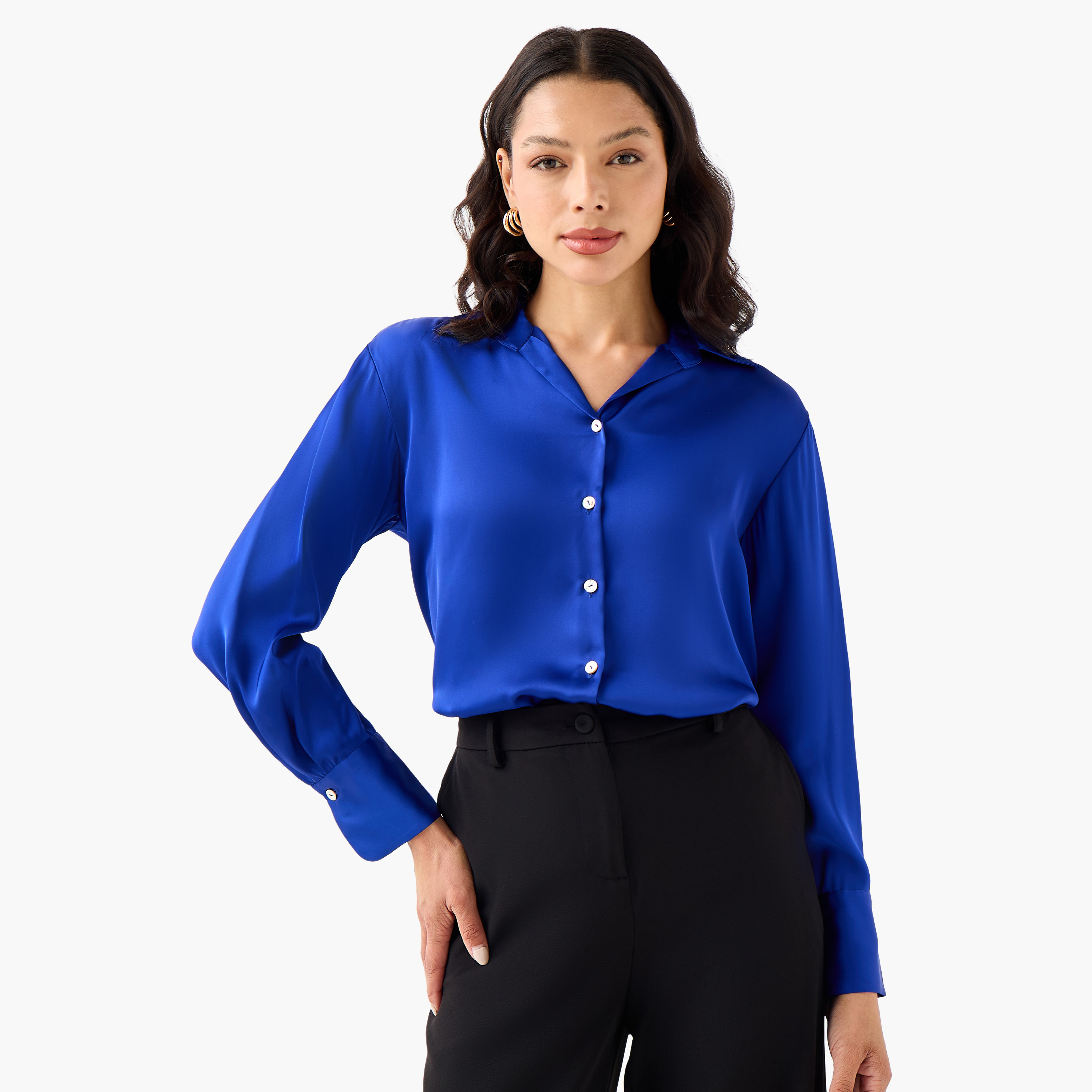 Regular Fit Polyester Shirt with Long Sleeves-women-clothing-shirtsandblouses-shirts-image-3