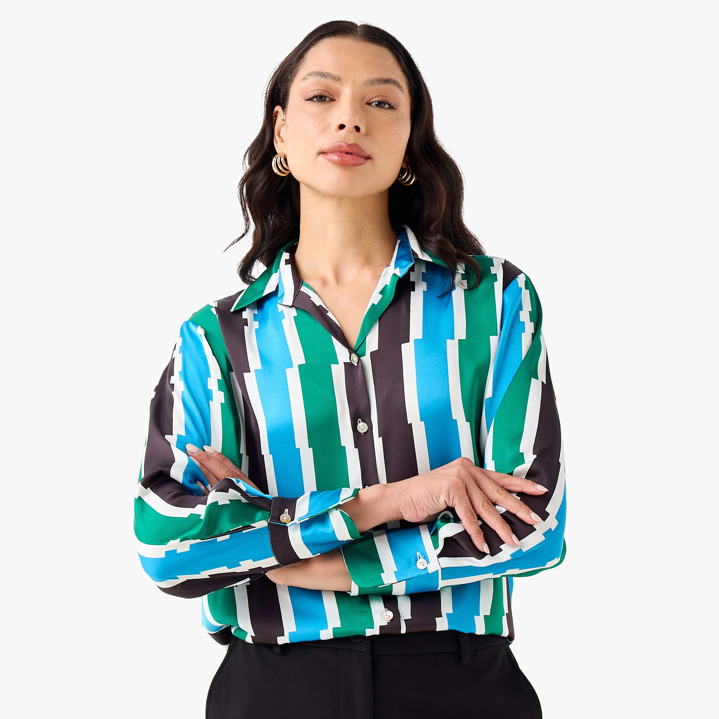 Regular Fit Polyester Shirt with Long Sleeves-women-clothing-shirtsandblouses-shirts-image-4
