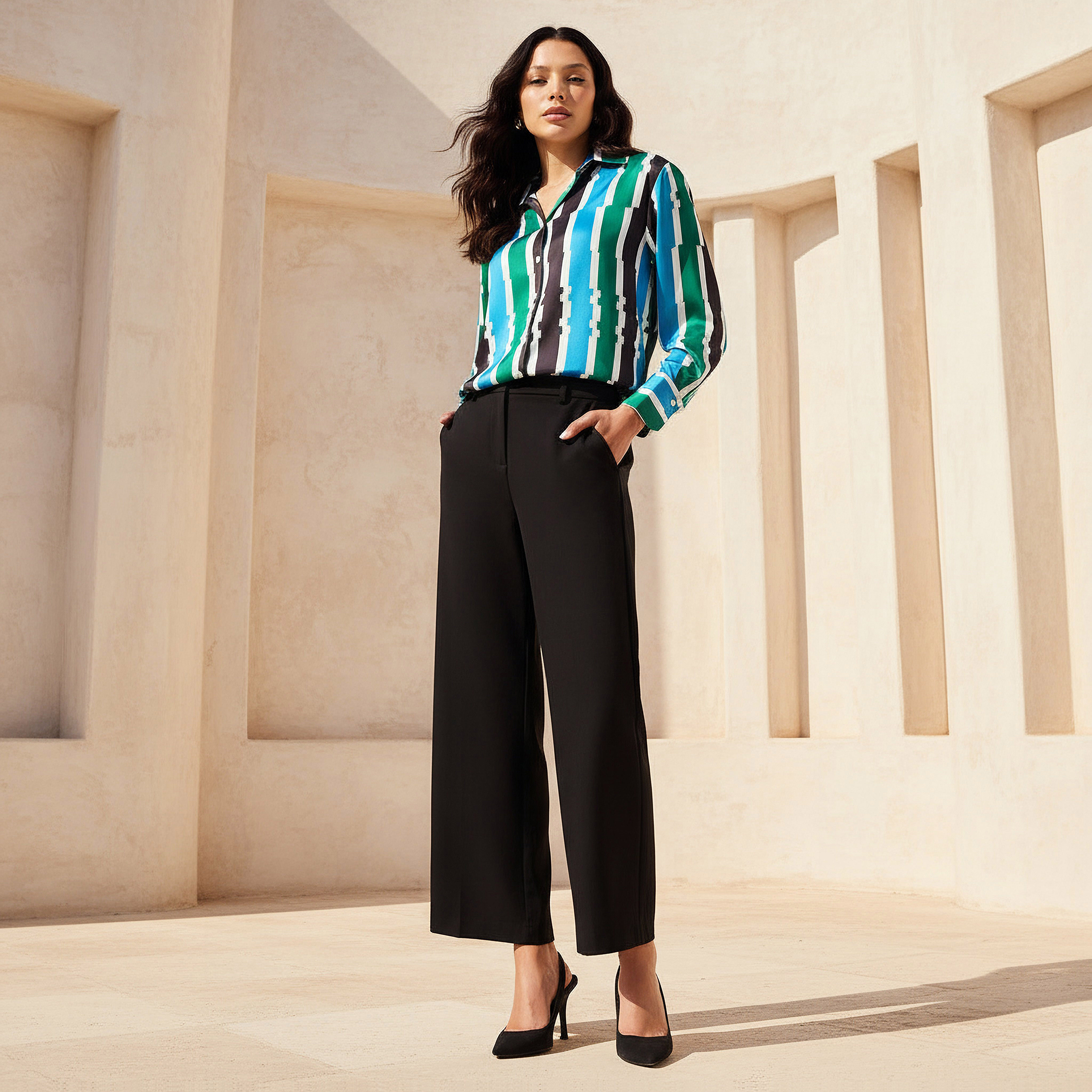 Regular Fit Polyester Shirt with Long Sleeves-women-clothing-shirtsandblouses-shirts-image-3