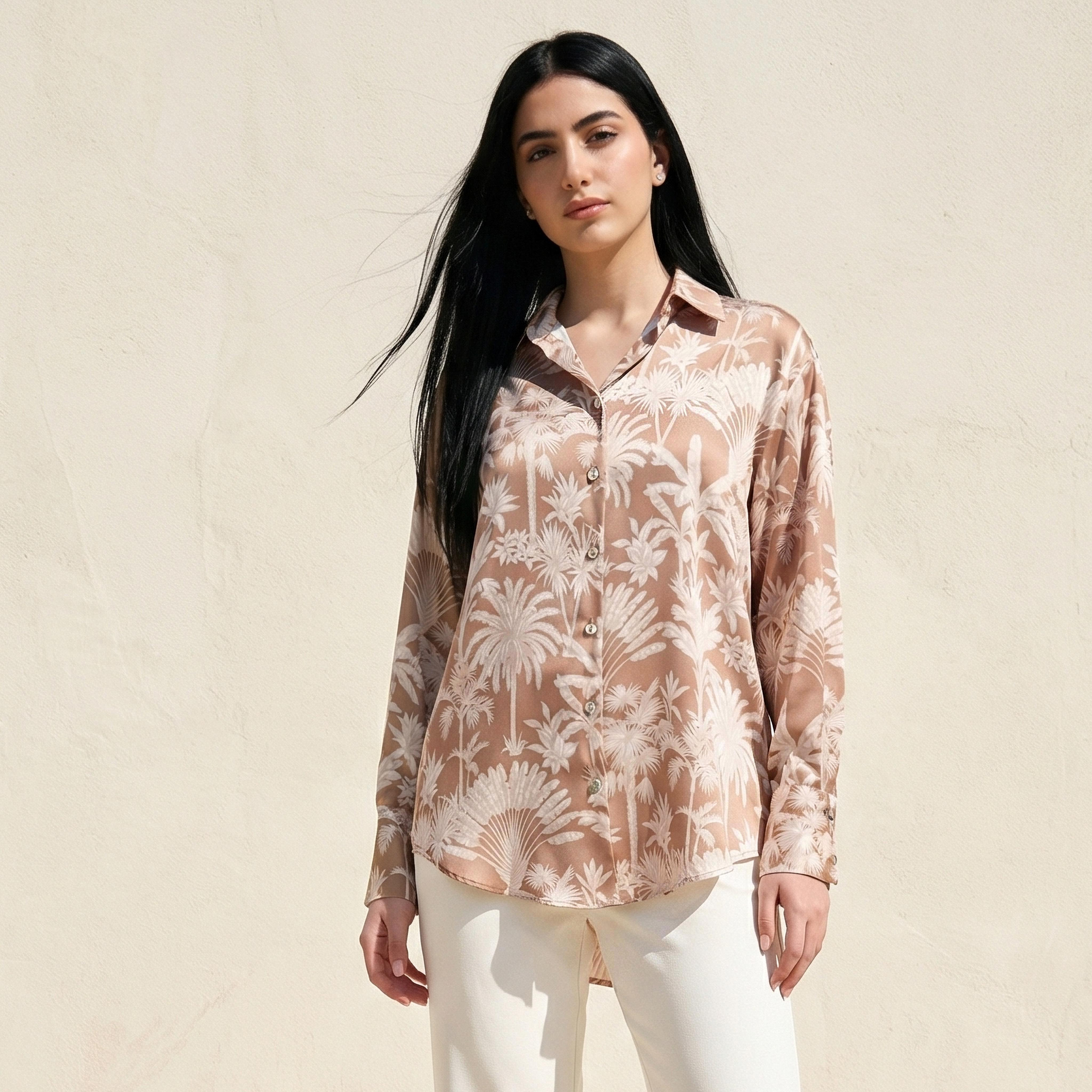 Satin Shirt with Long Sleeves-women-clothing-shirtsandblouses-shirts-image-1