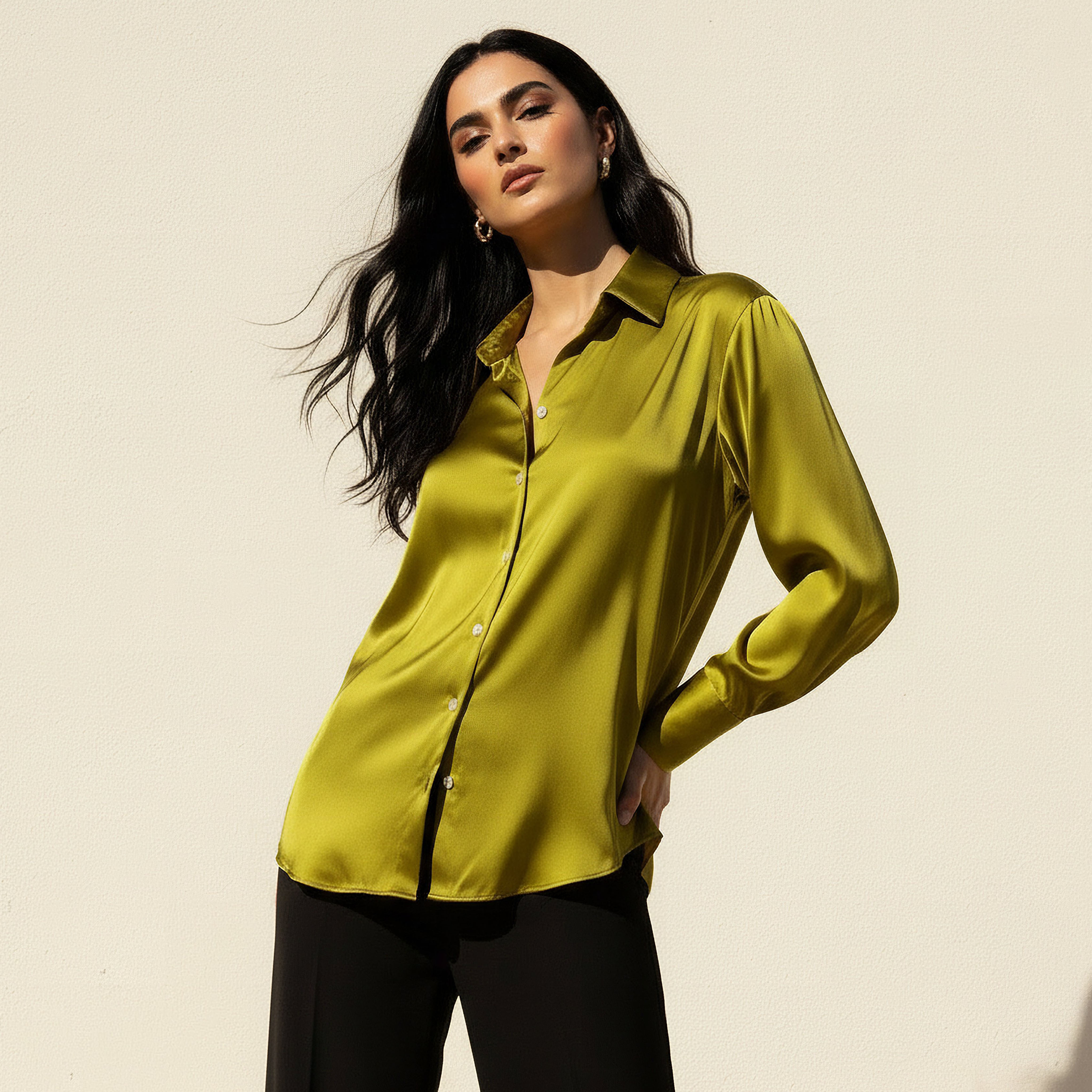 Satin Shirt with Long Sleeves-women-clothing-shirtsandblouses-shirts-image-1