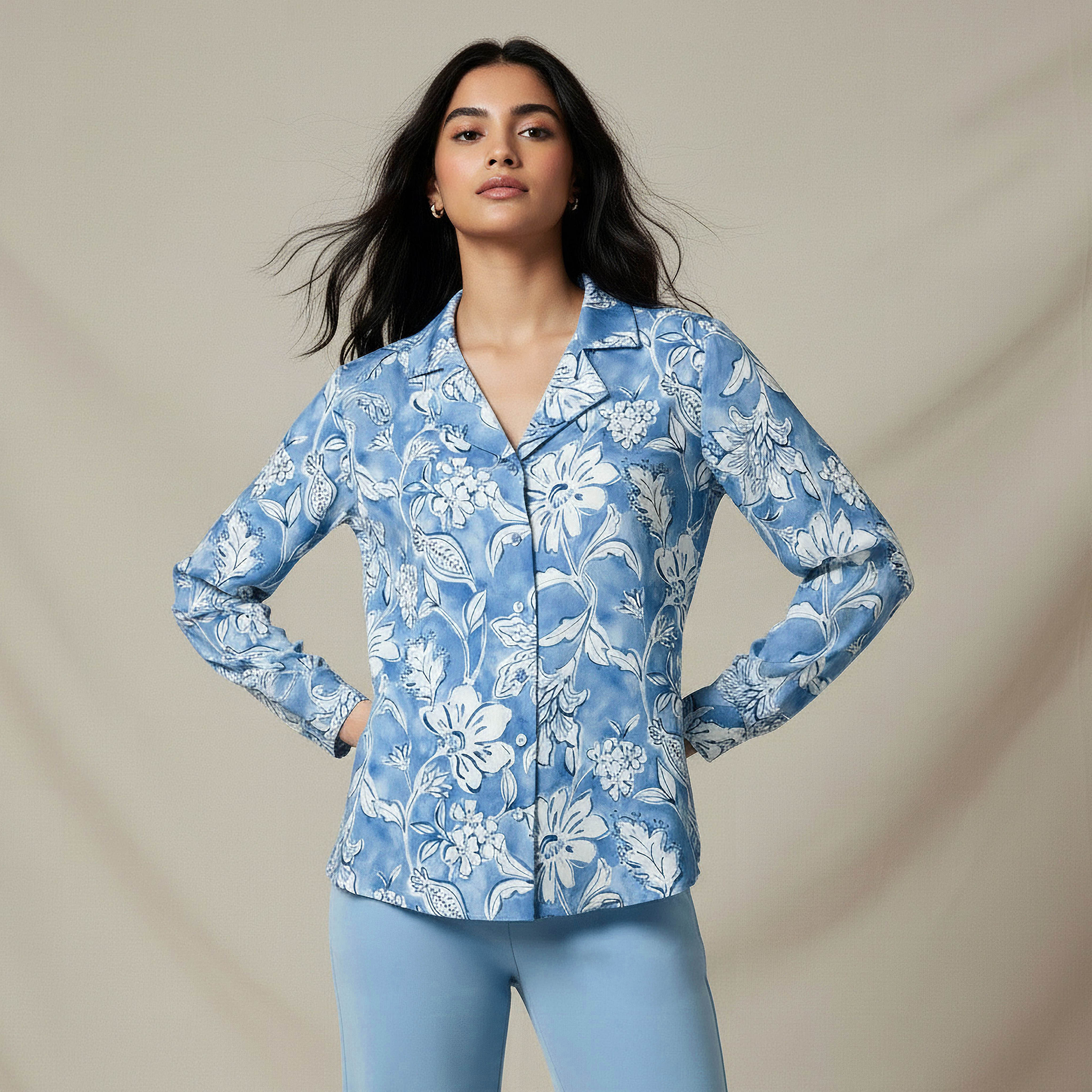 Relaxed Fit Shirt with Floral Print-women-clothing-shirtsandblouses-shirts-image-1