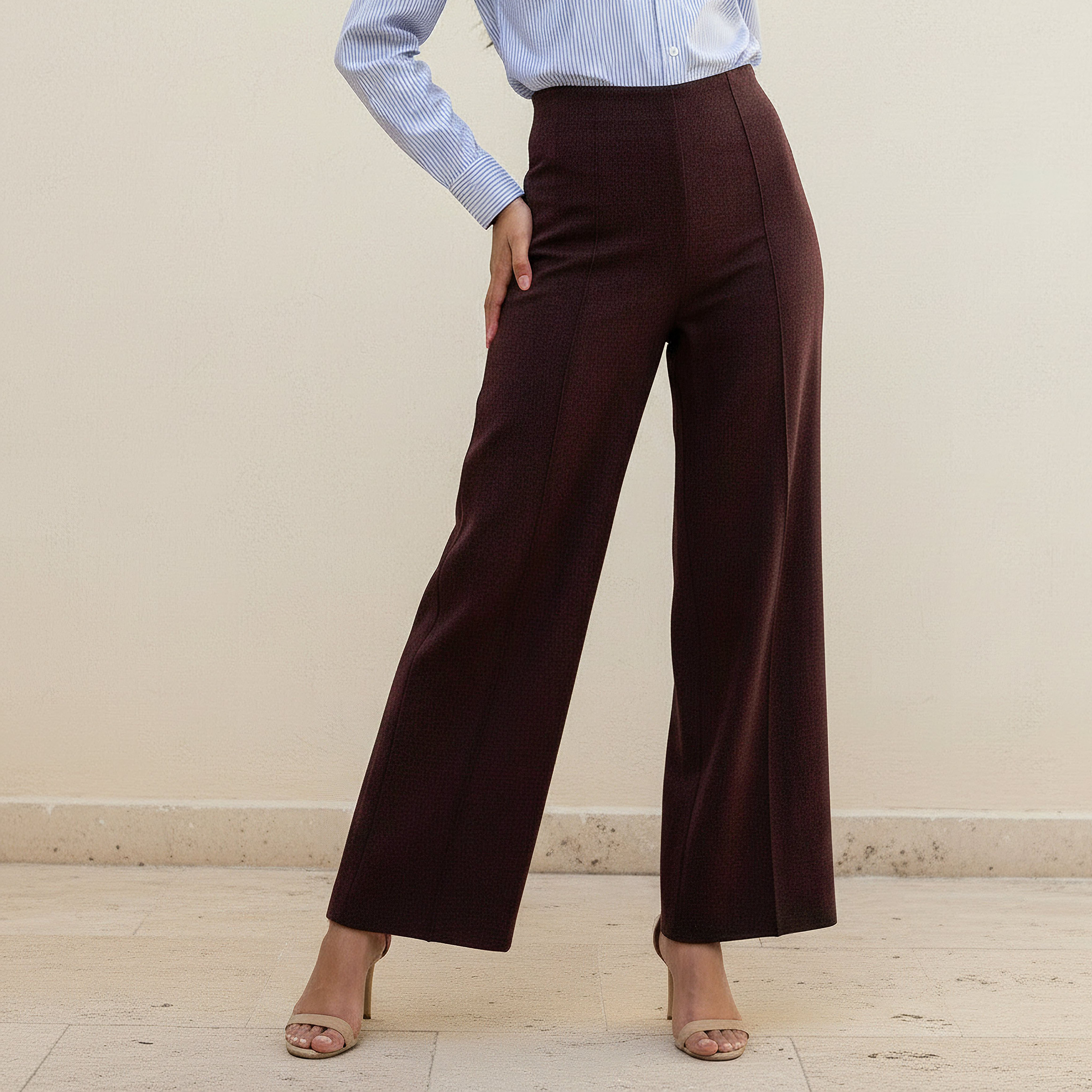 High Waist Full Length Wide Leg Pants-women-clothing-bottoms-trousers-image-1