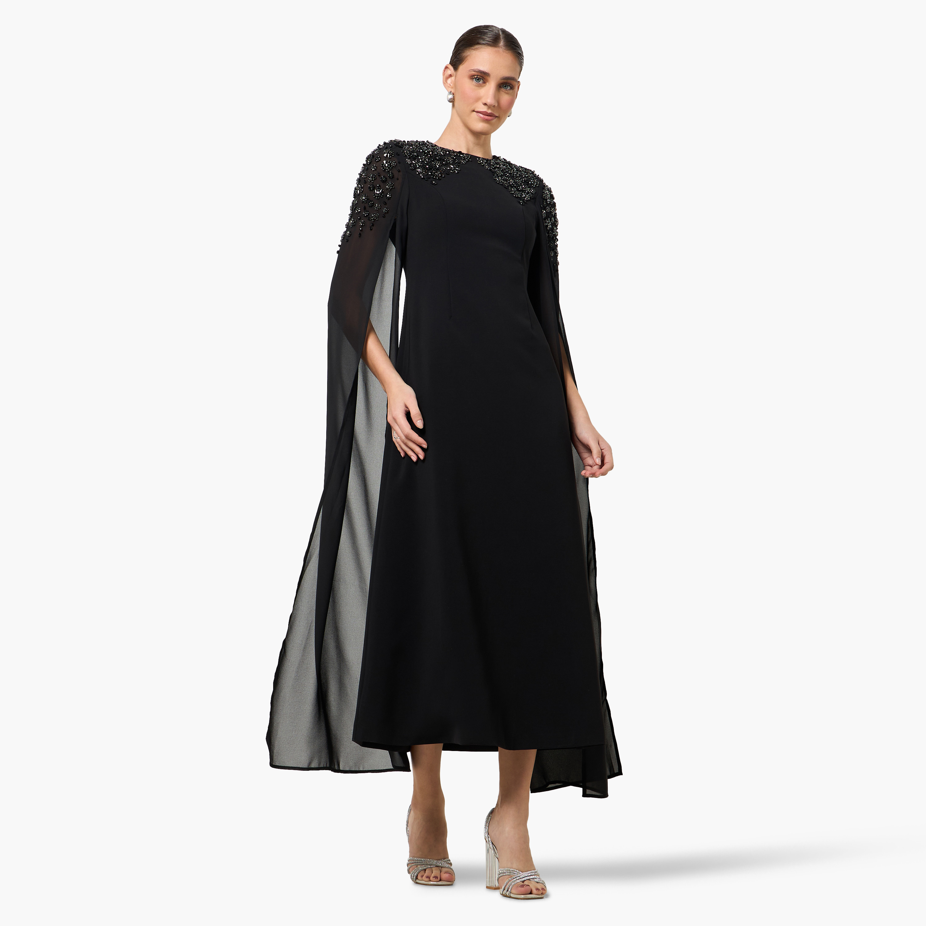 فستان سهرة ميدي بتزيينات وكاب-women-clothing-dresses-image-4
