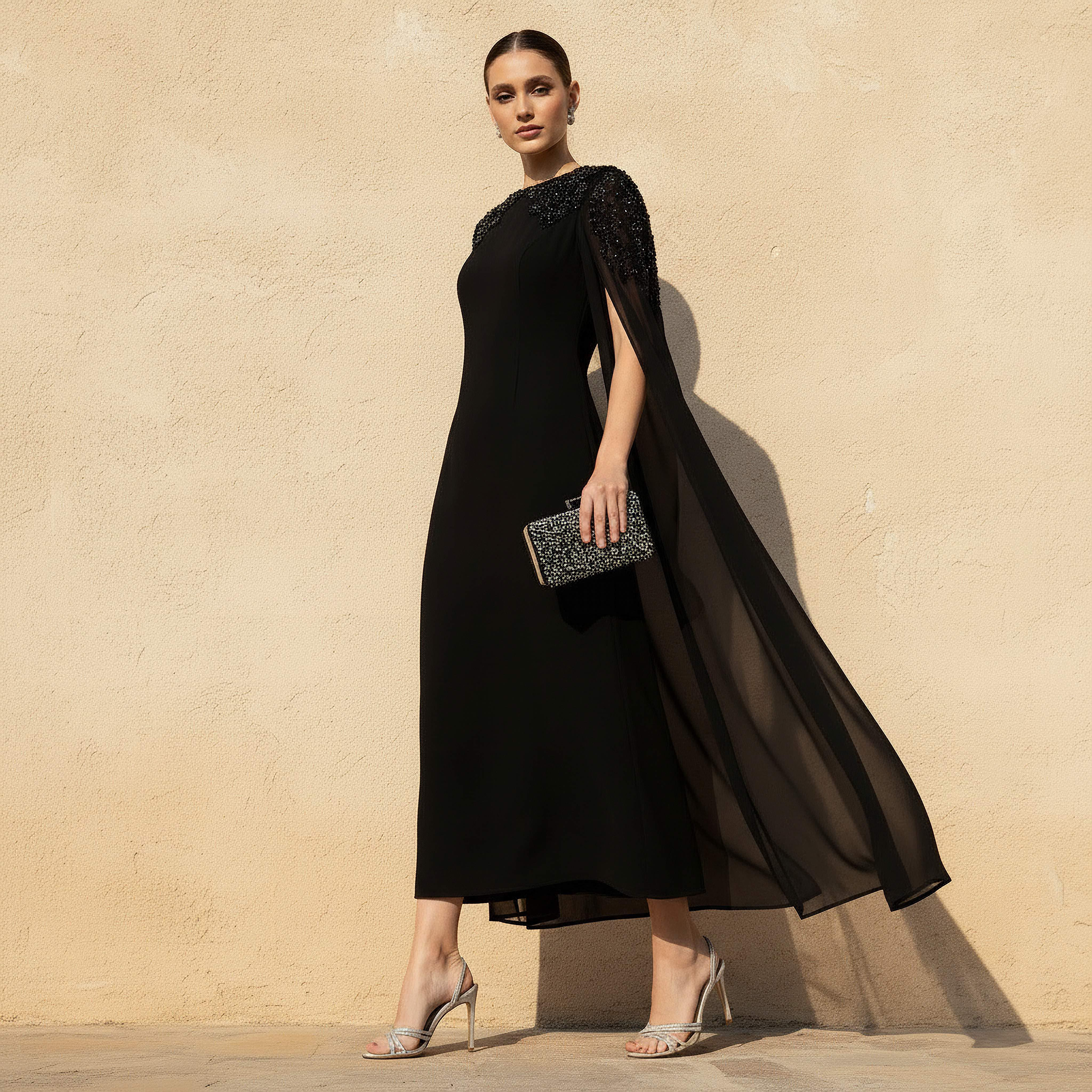 فستان سهرة ميدي بتزيينات وكاب-women-clothing-dresses-image-3