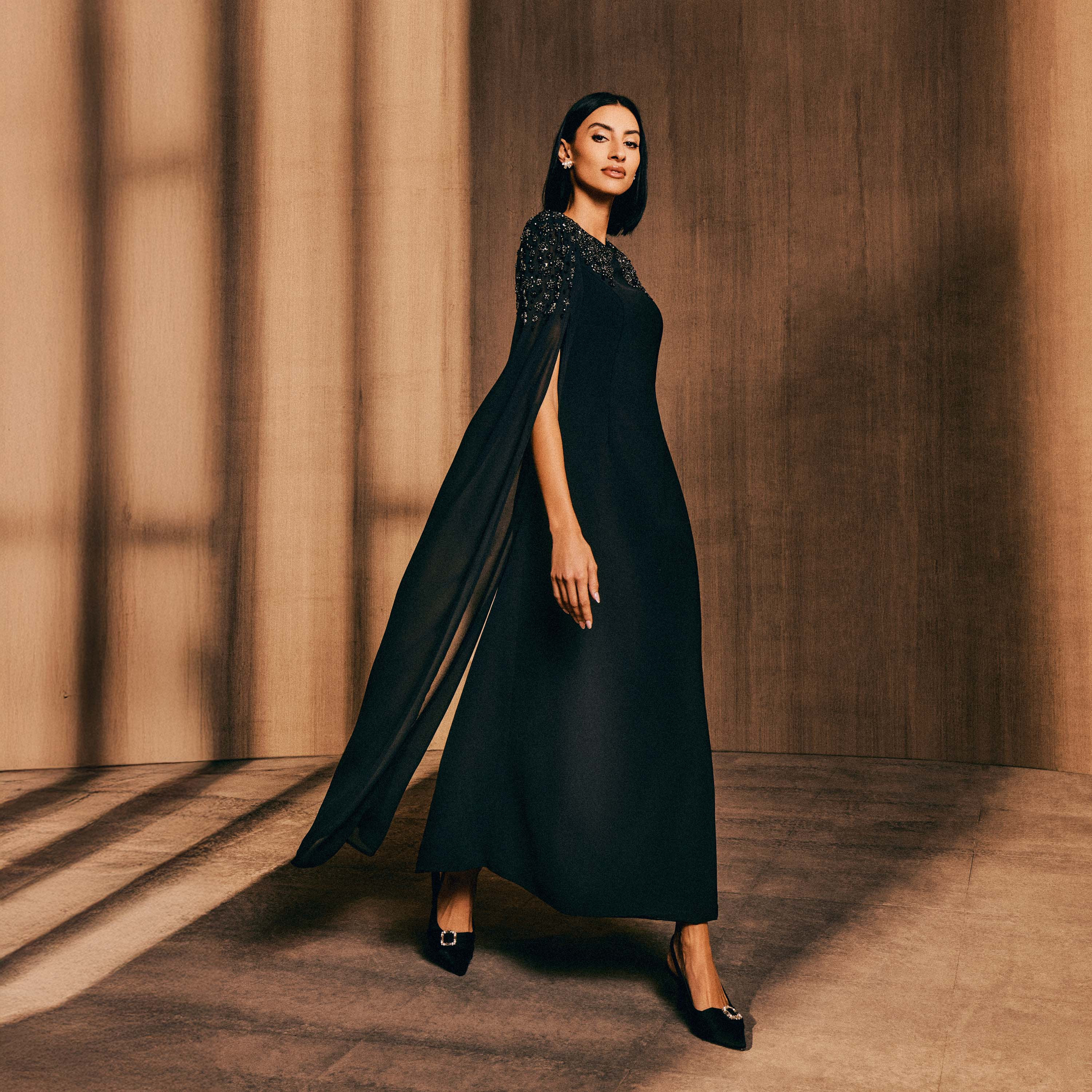 فستان سهرة ميدي بتزيينات وكاب-women-clothing-dresses-image-1